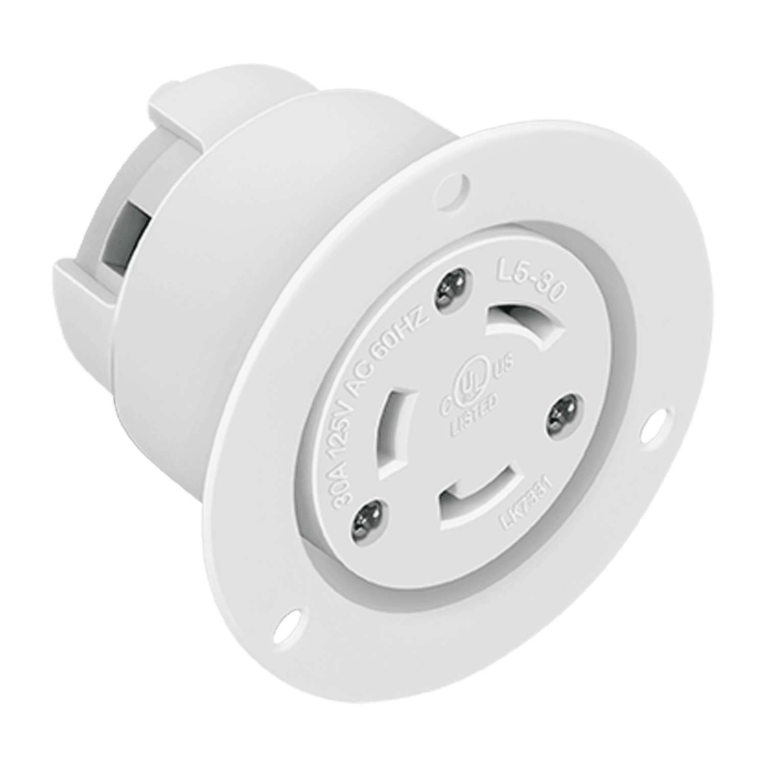 Locking Flanged Outlet, 30A, L5-30RFO - White view 2