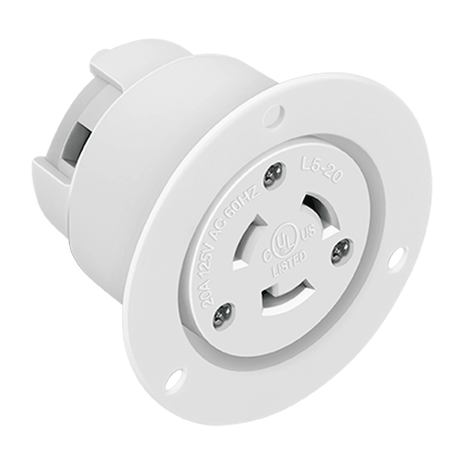 Locking Flanged Outlet, 20A, L5-20RFO - White view 2