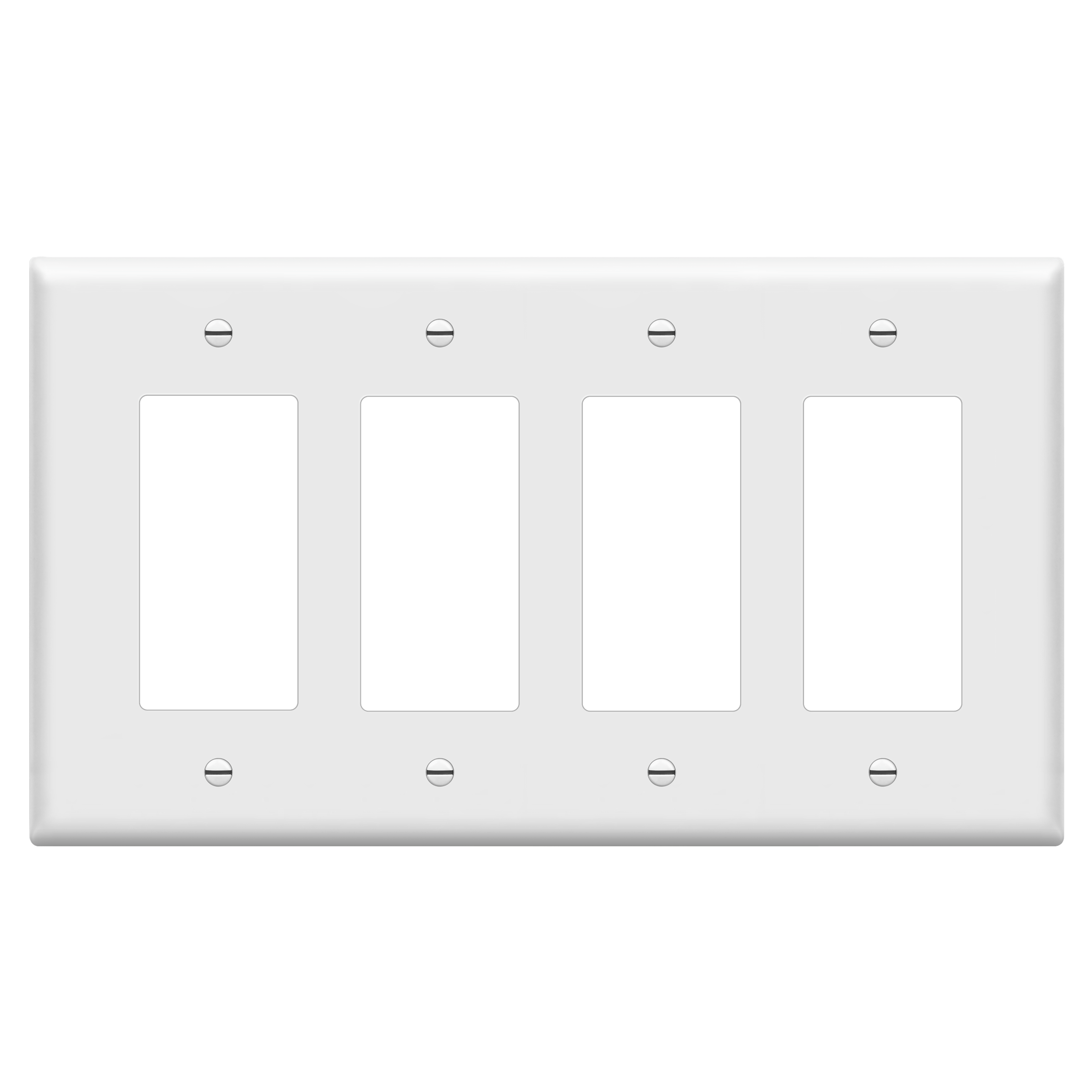 Matte Finish Decorator/GFCI Four-Gang Wall Plate, Mid-Size - White