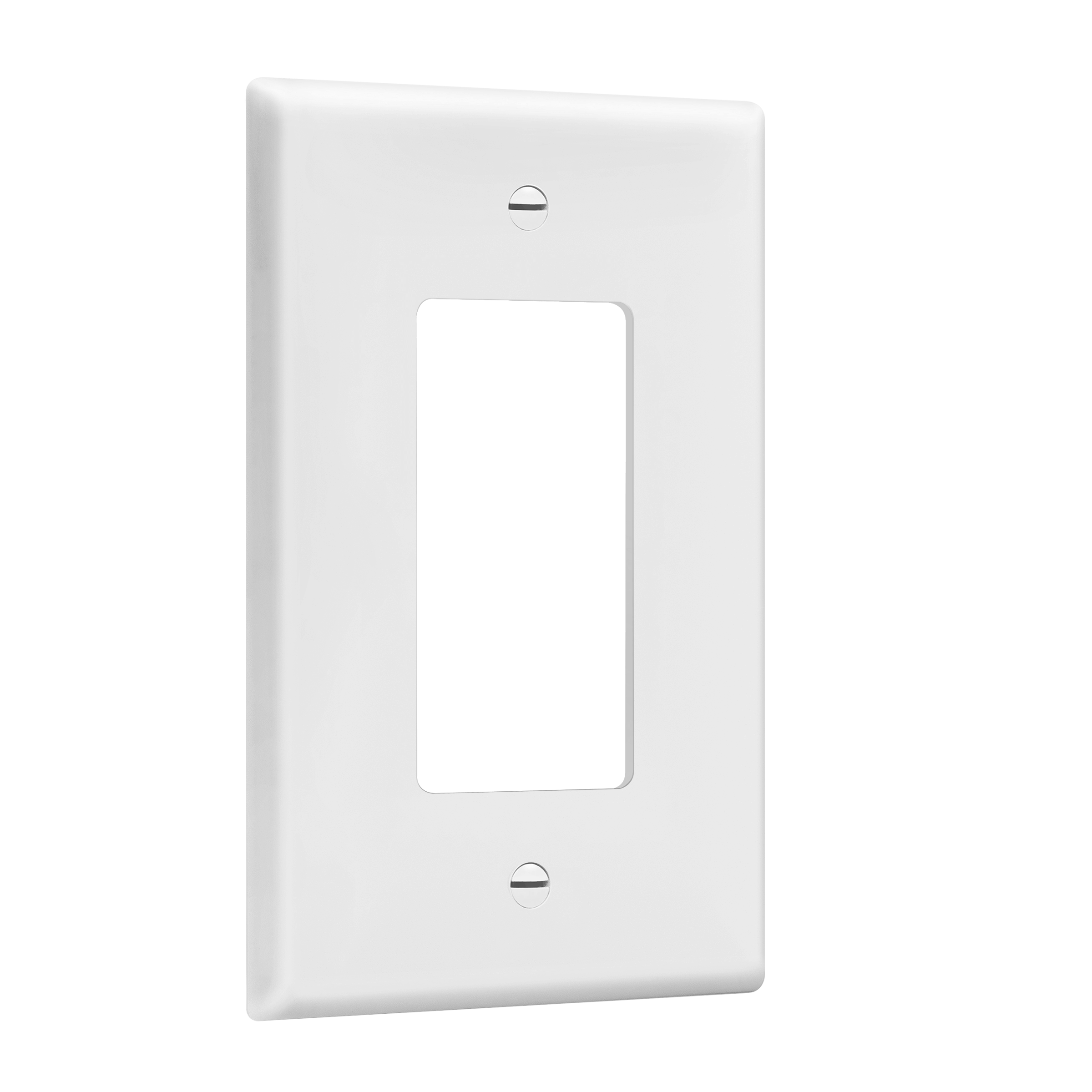 Matte Finish Decorator/GFCI One-Gang Wall Plate, Mid-Size - White view 2