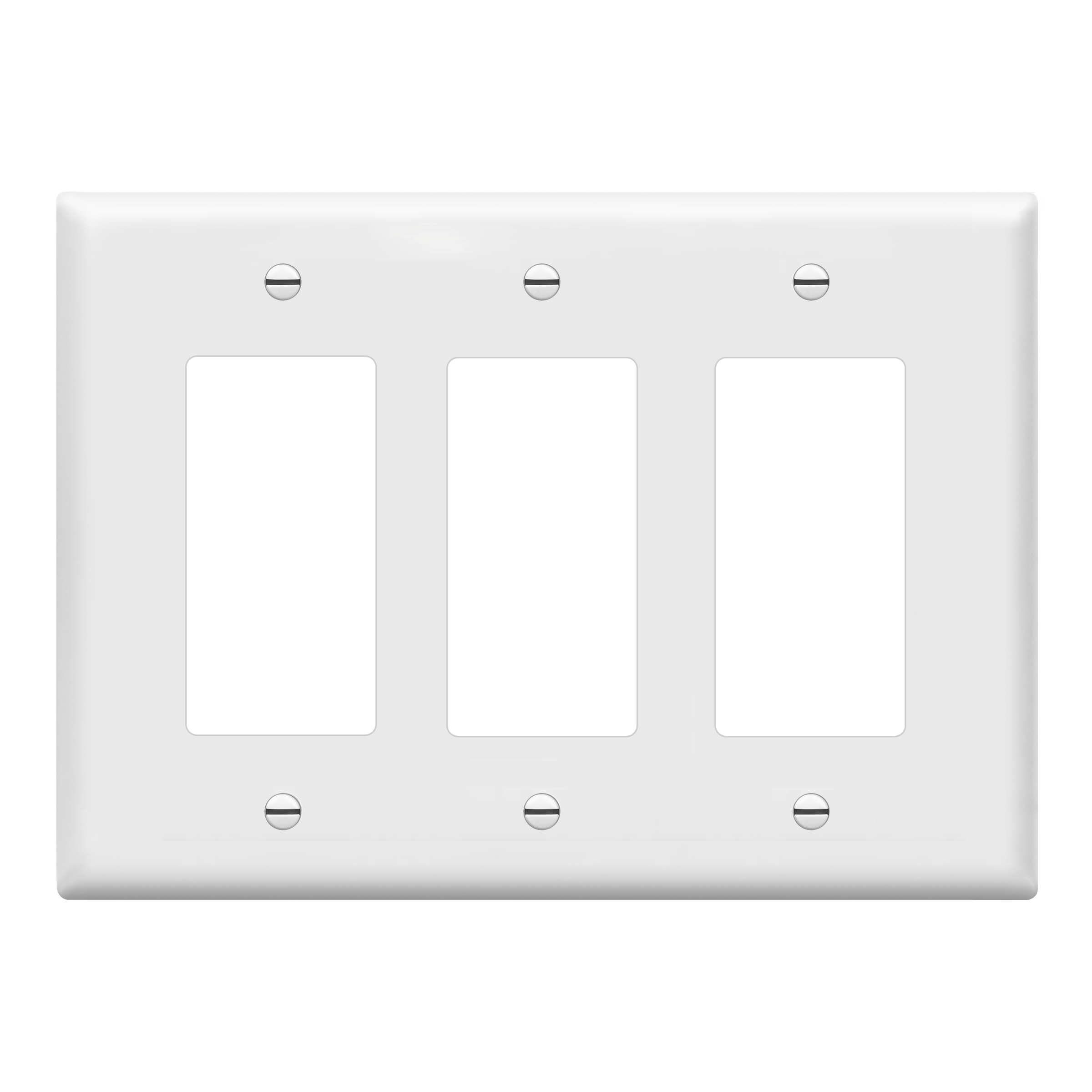 Matte Finish Decorator/GFCI Three-Gang Wall Plate, Mid-Size - White