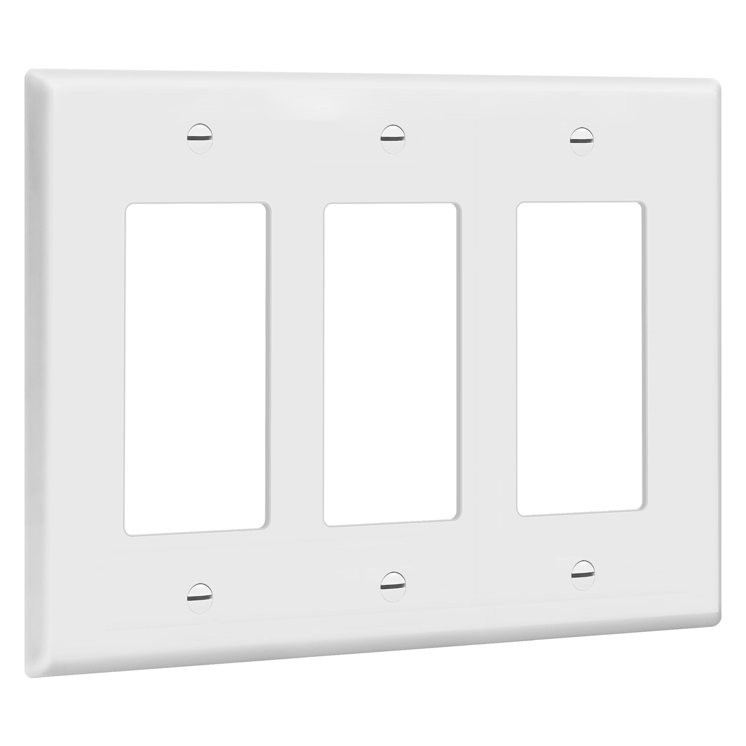 Matte Finish Decorator/GFCI Three-Gang Wall Plate, Mid-Size - White view 2