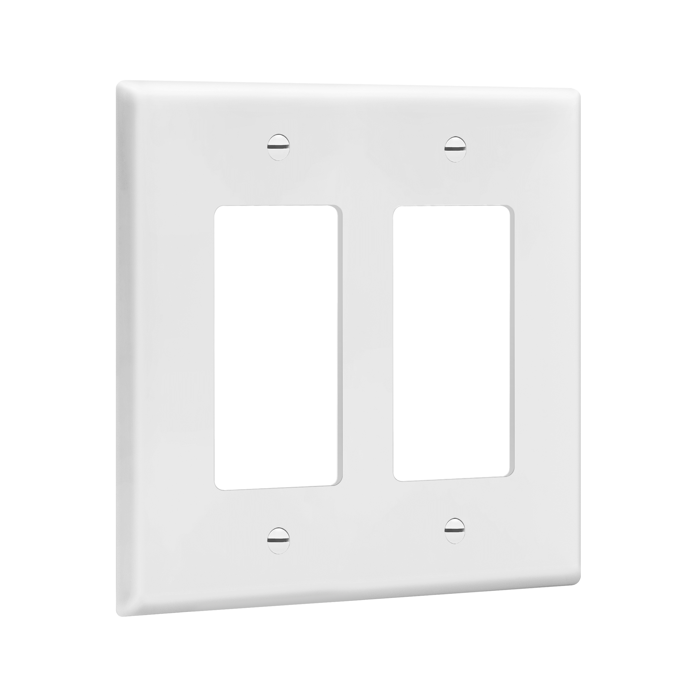 Matte Finish Decorator/GFCI Two-Gang Wall Plate, Mid-Size - White view 2