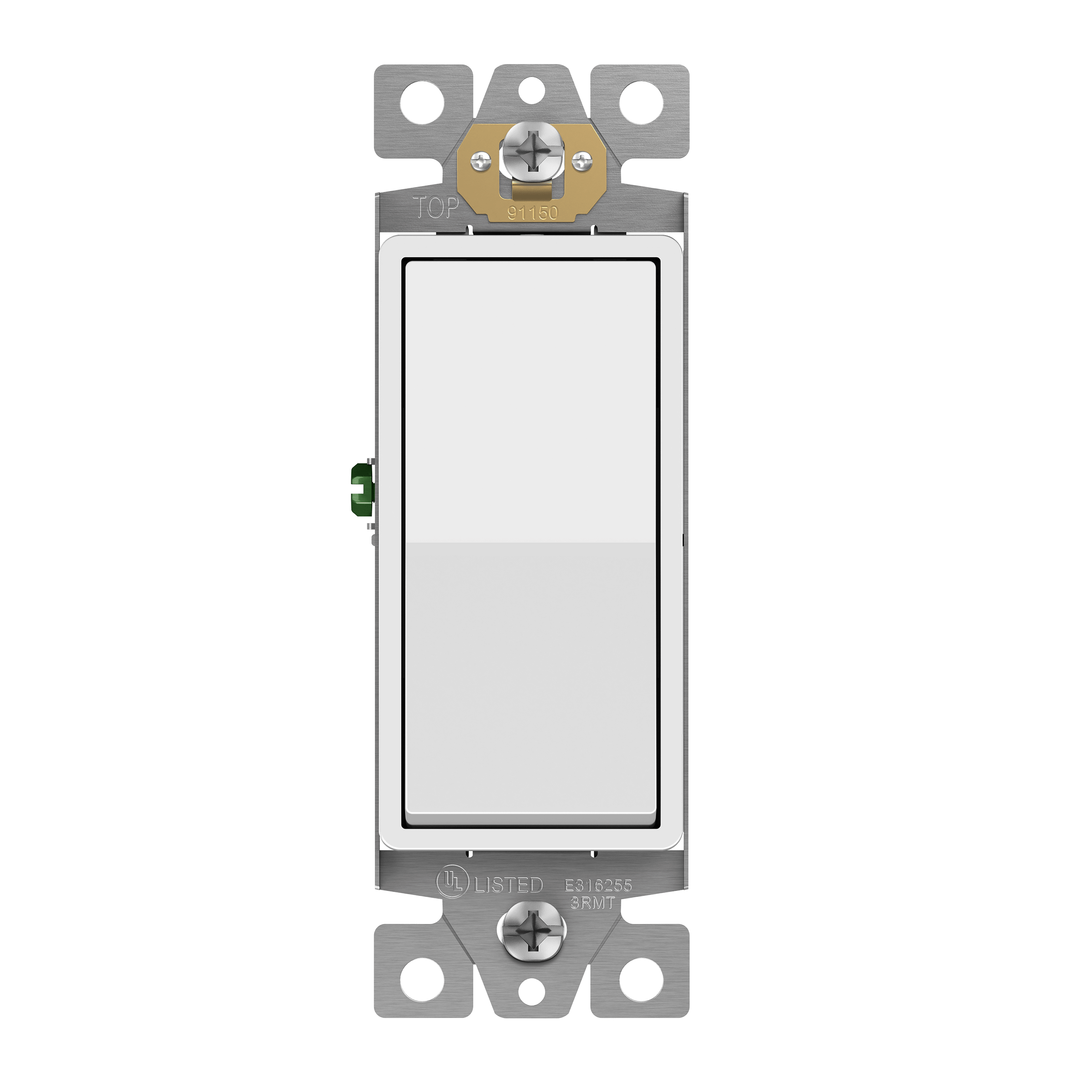 Matte Finish Residential Grade Decorator Switch, Single Pole - White