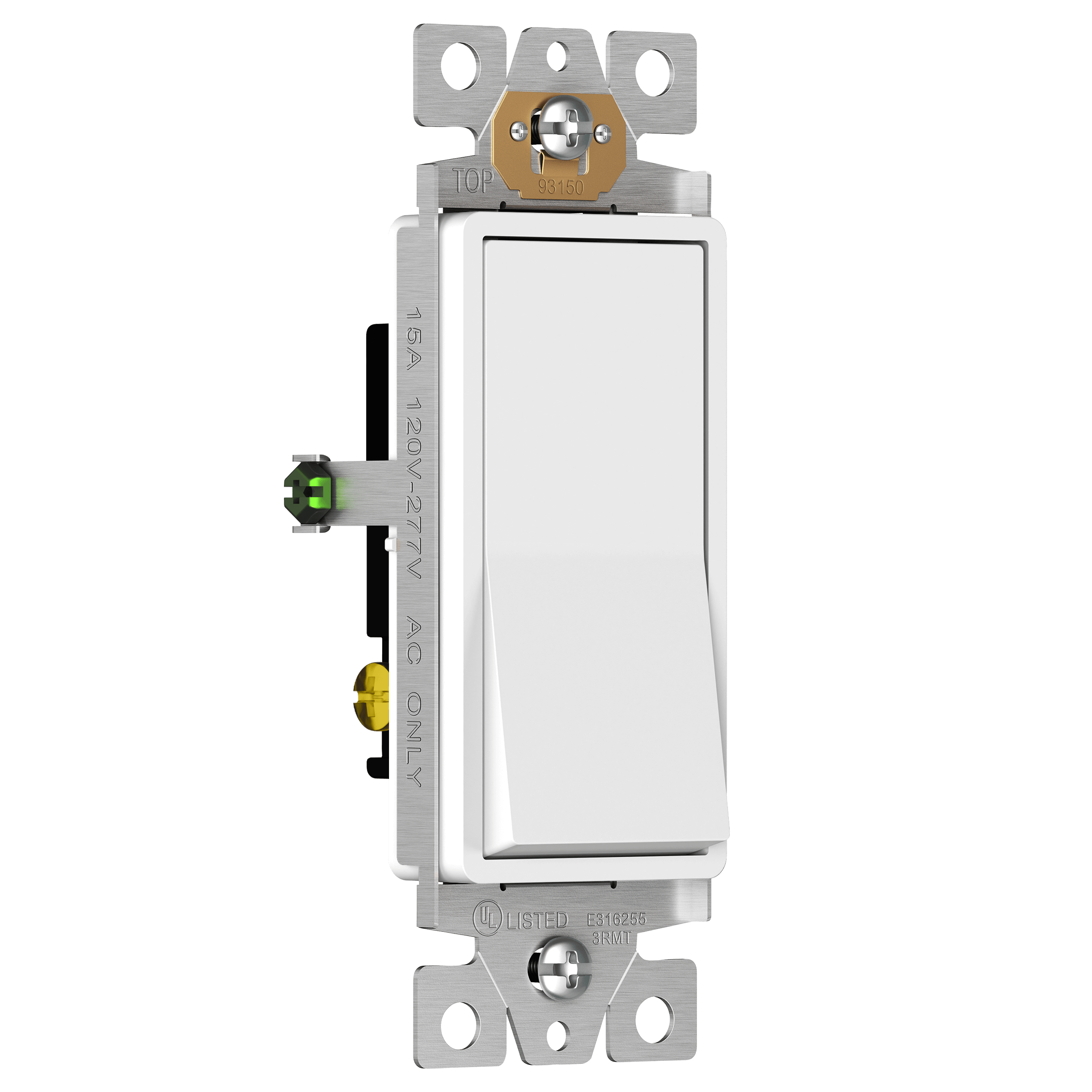 Matte Finish Residential Grade Decorator Switch, Three-Way - White view 2