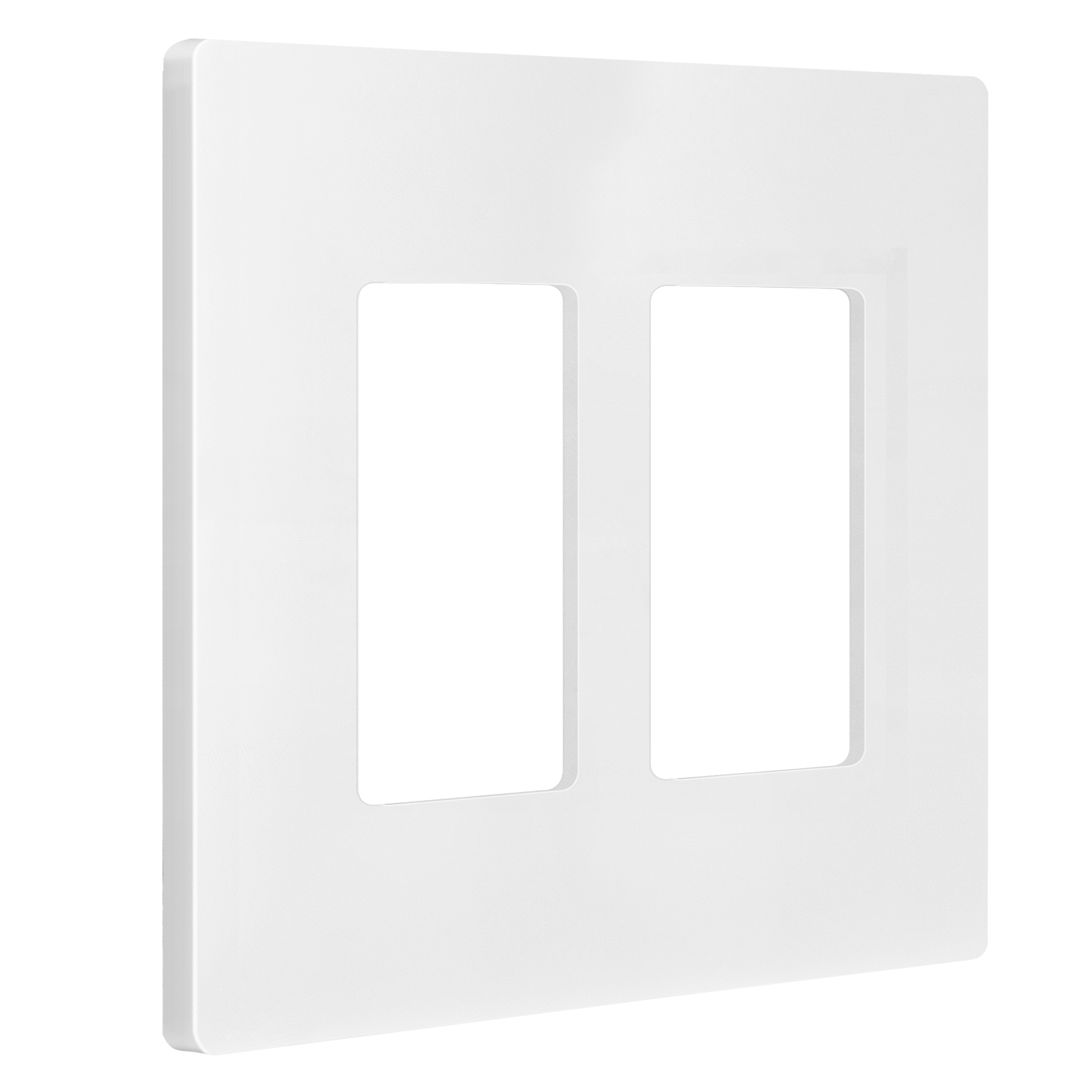 Matte Finish Screwless Decorator/GFCI Two-Gang Wall Plate Mid-Size - White view 2