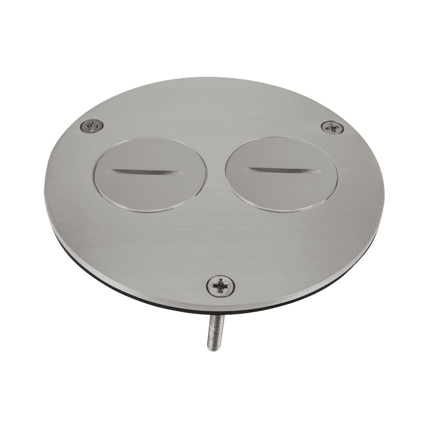 4” Dia. Flush Round Cover Plate with 20A Duplex Tamper & Weather Resistant Receptacle - Nickel-Plated-Brass