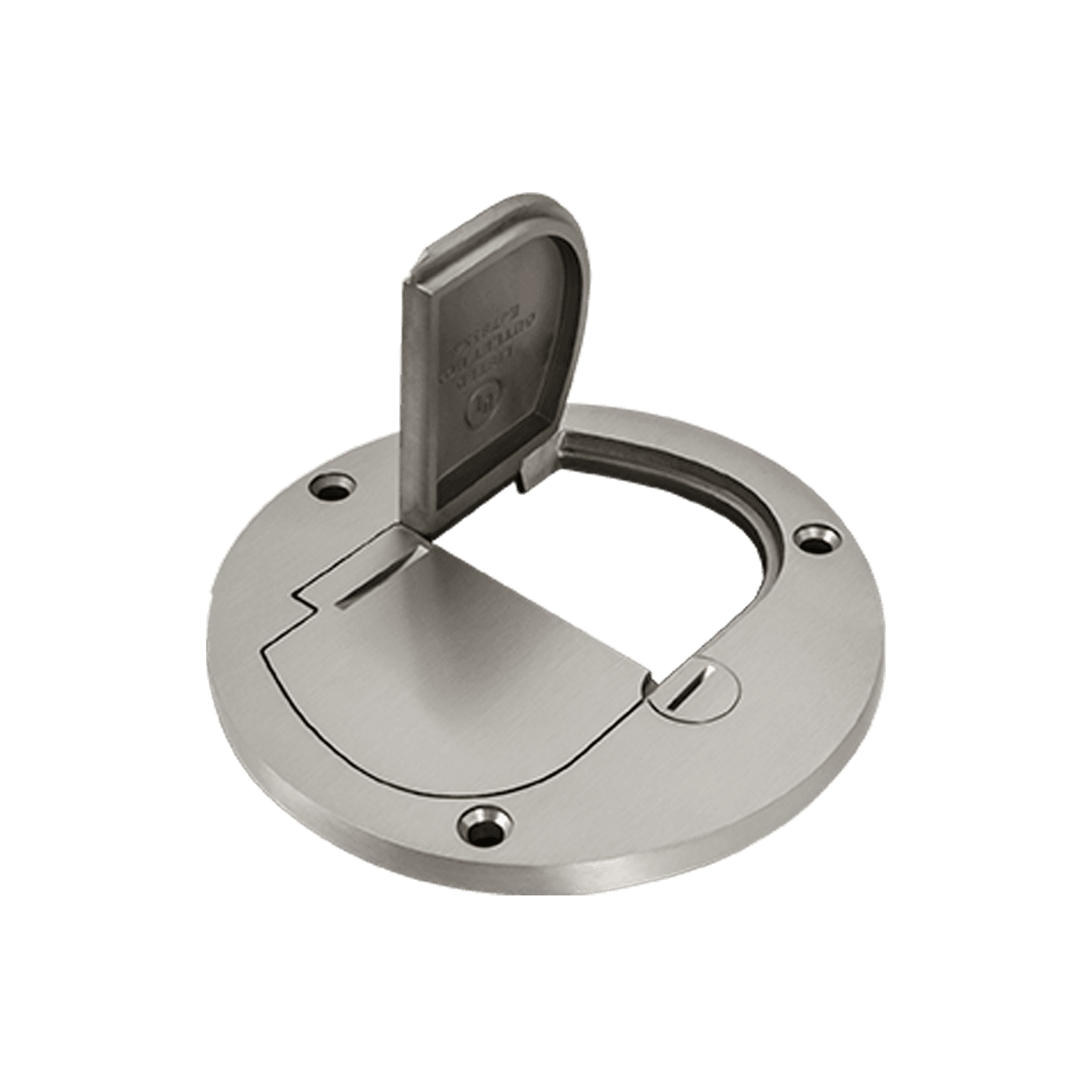 4” Dia. Flush Round Dual Flip Lid Cover Plate with 20A Duplex Tamper & Weather Resistant Receptacle - Nickel-Plated-Brass view 2