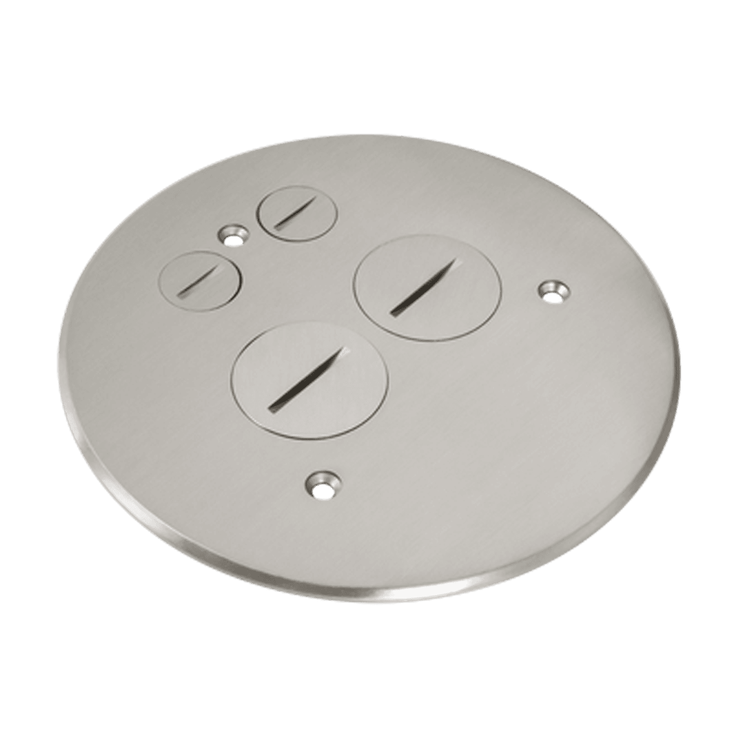 5-1/2” Dia. Flush Round Cover Plate with 20A Duplex Tamper & Weather Resistant Receptacle - Nickel-Plated-Brass