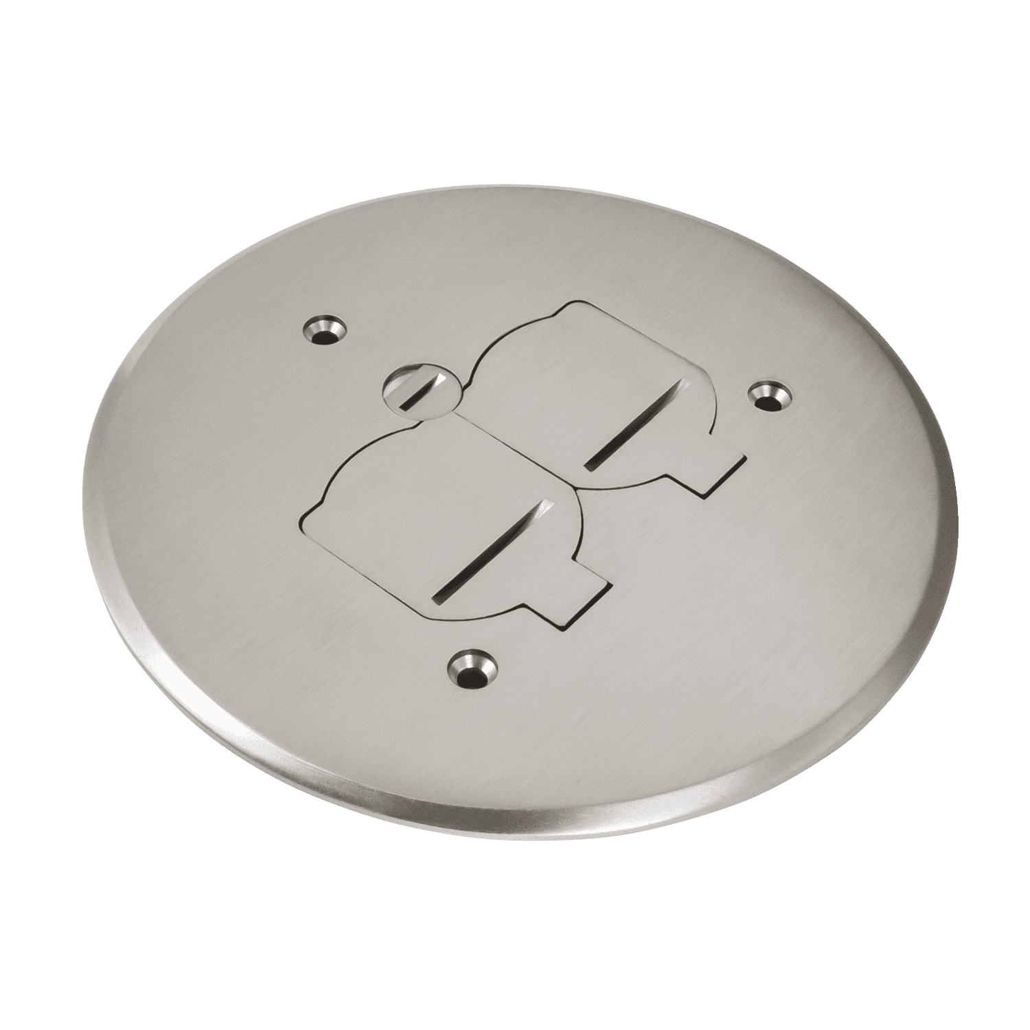 5-3/4” Dia. Flush Round Flip Lid Cover Plate with 20A Duplex Tamper & Weather Resistant Receptacle - Nickel-Plated-Brass