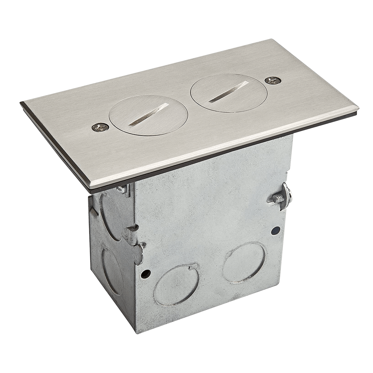 One-Gang Floor Box Kit with 20A Duplex Tamper & Weather Resistant Receptacle - Silver
