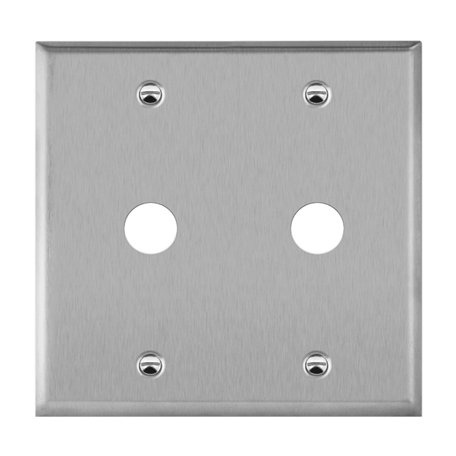 Phone/Cable Two-Gang Metal Wall Plate - Silver