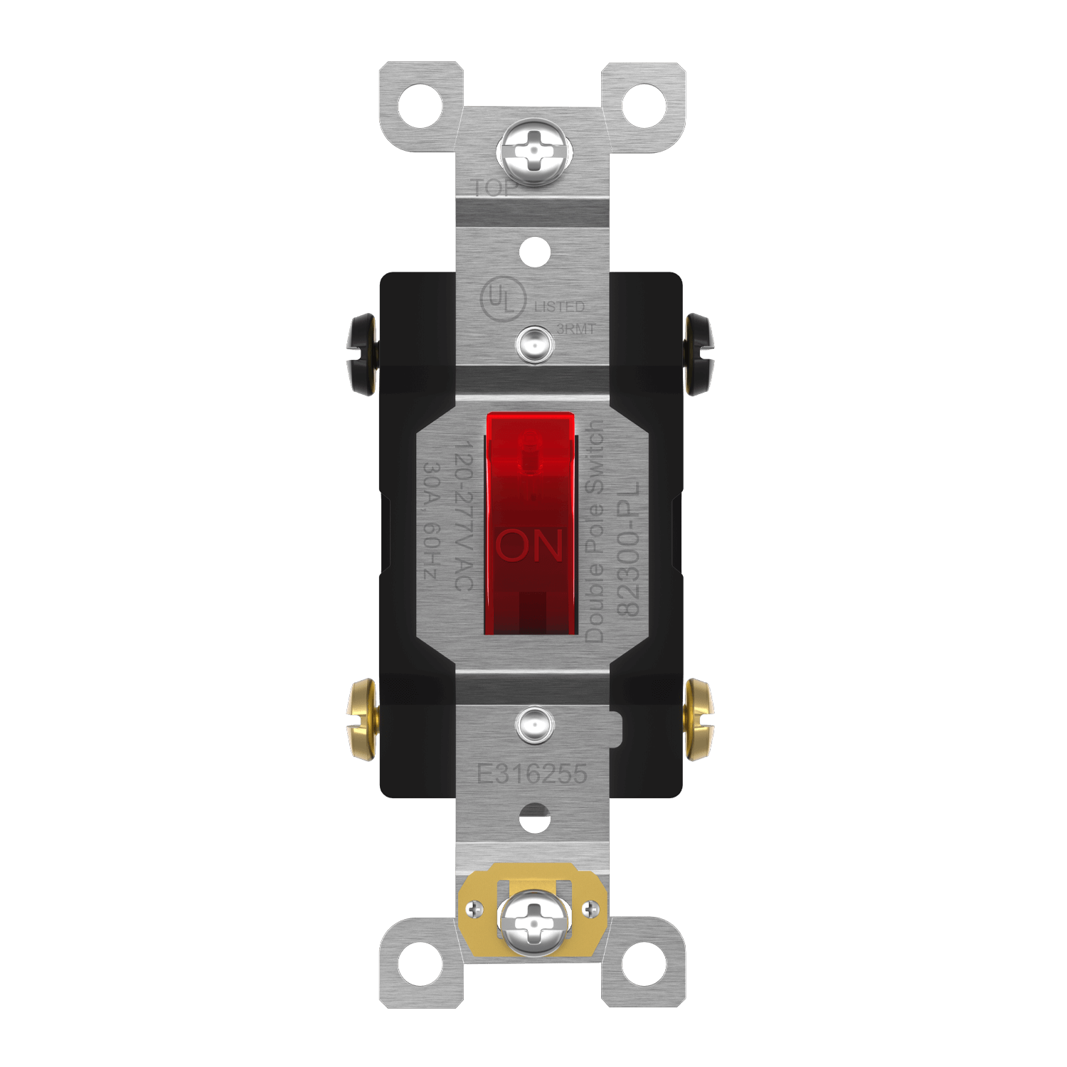 Pilot Light Commercial Grade Toggle Switch 30A, Double Pole - Red