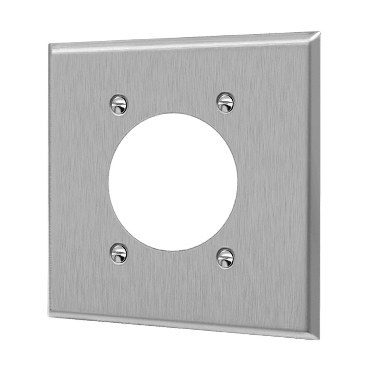 Power Outlet Receptacle Two-Gang Metal Wall Plate - Silver view 2