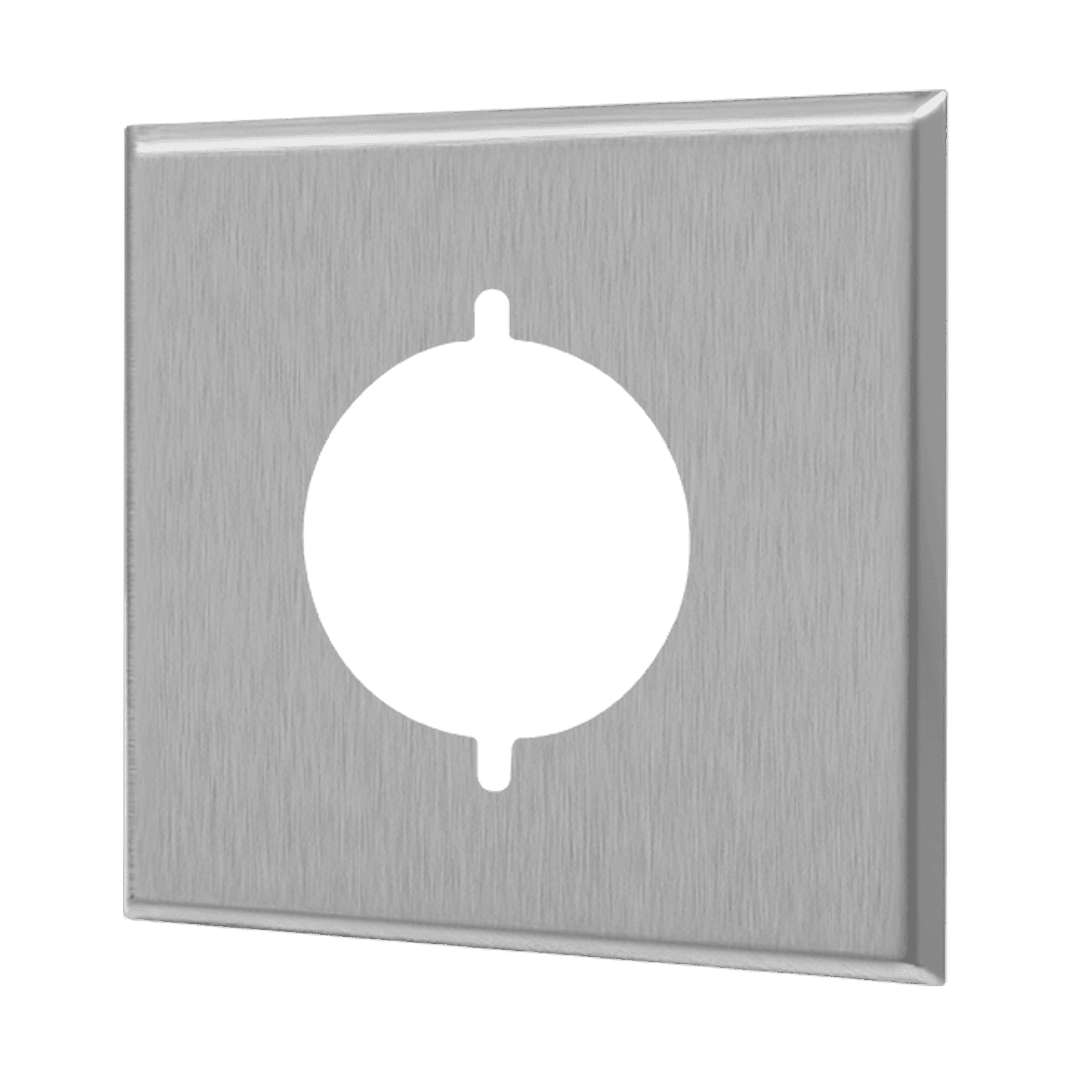 Power Outlet Receptacle Two-Gang Metal Wall Plate - Silver view 2