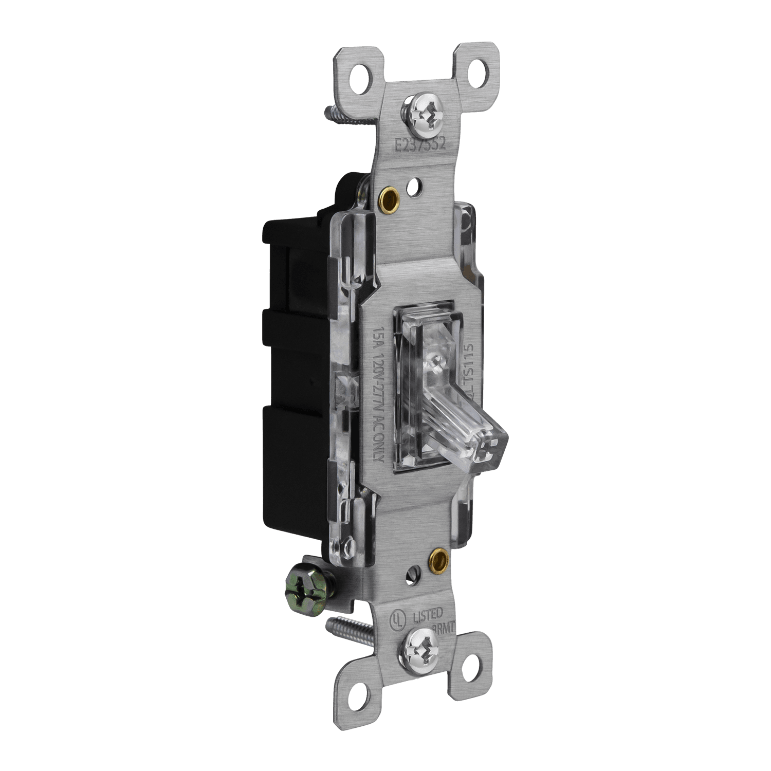 Residential Grade 15A Lighted Toggle Switch, Single Pole - Clear view 2