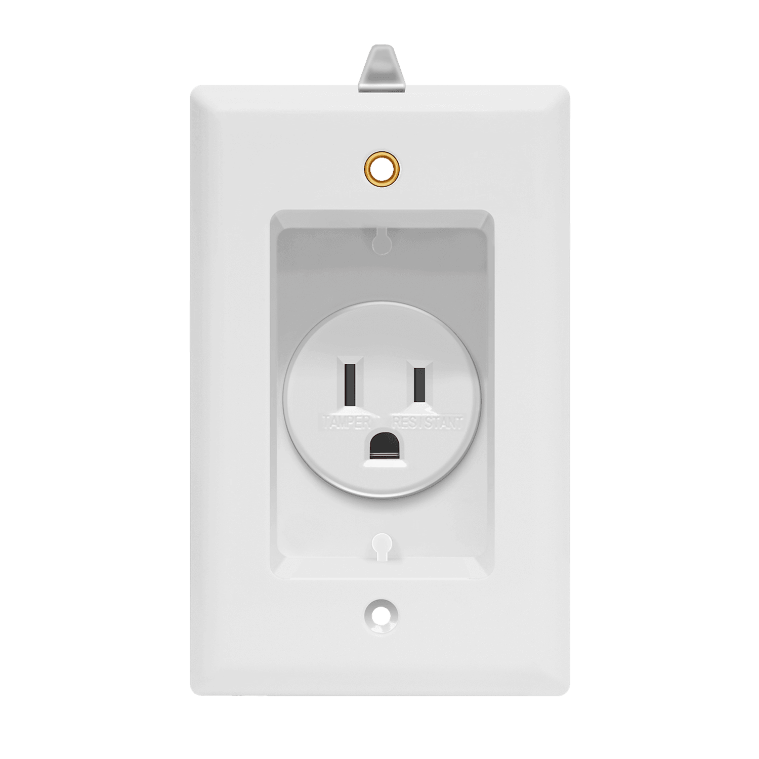 Residential Grade 15A Recessed Tamper-Resistant Single Receptacle - White
