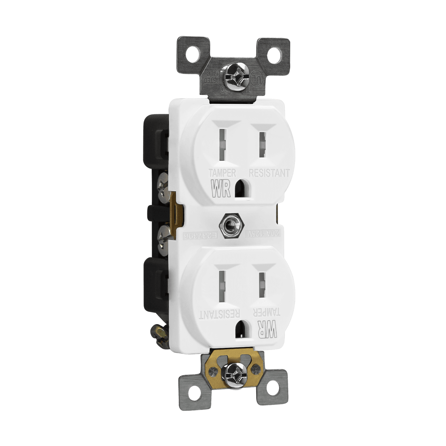 Residential Grade 15A Tamper and Weather Resistant Duplex Receptacle, 5-15R - White view 2