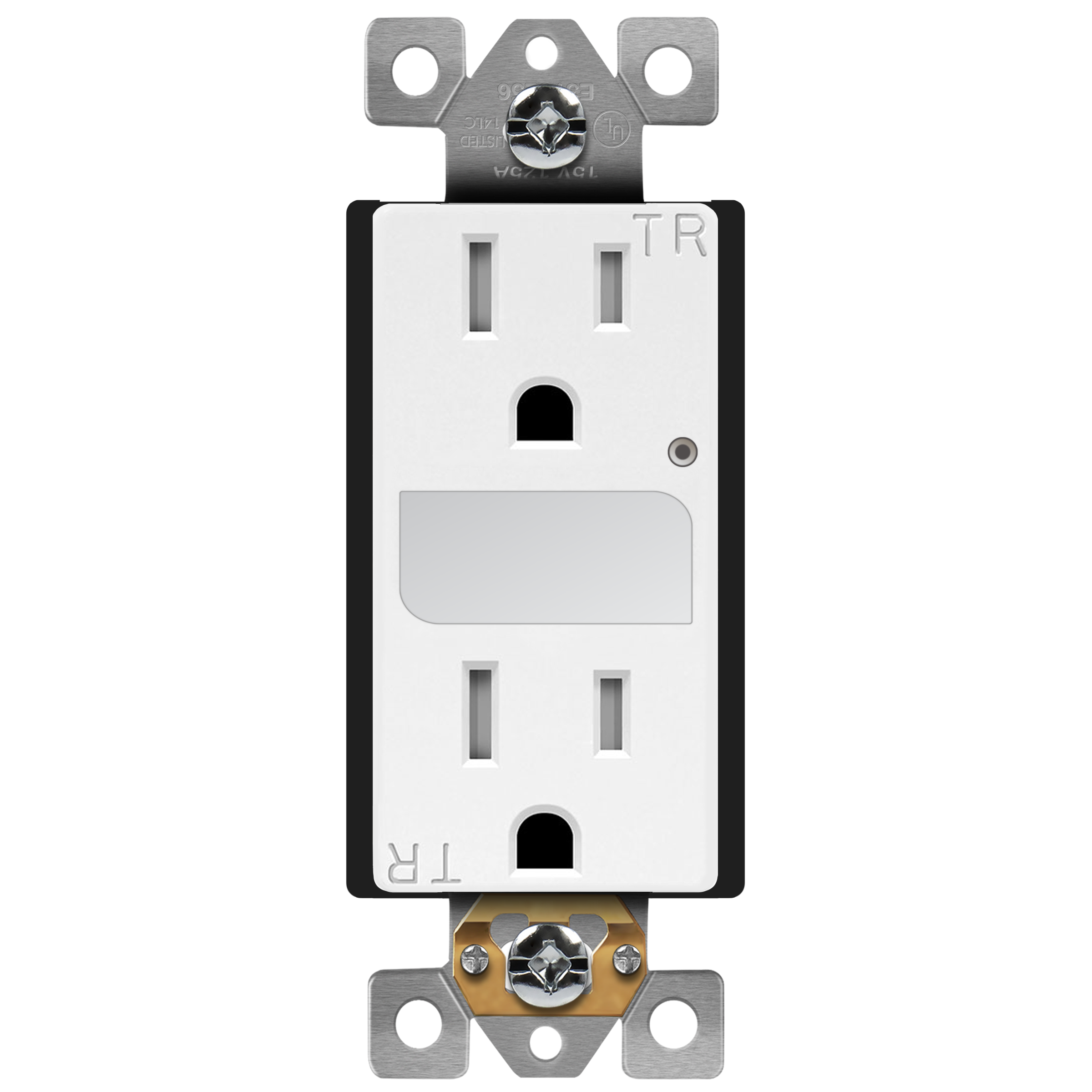 Residential Grade 15A Tamper-Resistant Duplex Receptacle with Guide Light - White