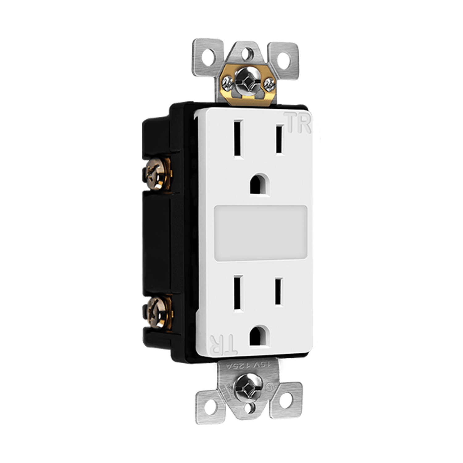 Residential Grade 15A Tamper-Resistant Duplex Receptacle with Guide Light - White view 2