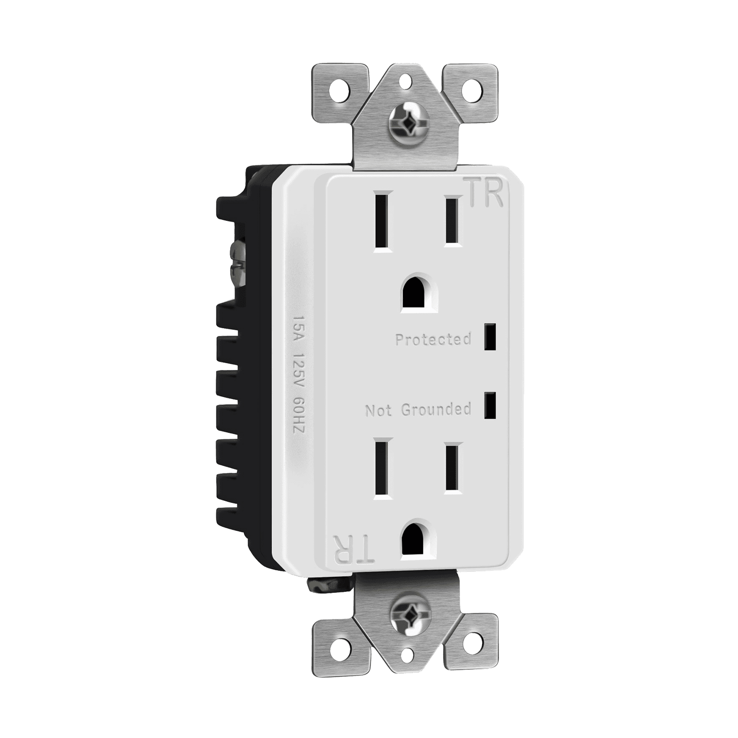 Residential Grade 15A Tamper-Resistant Duplex Receptacle with Surge Suppressor - White view 2