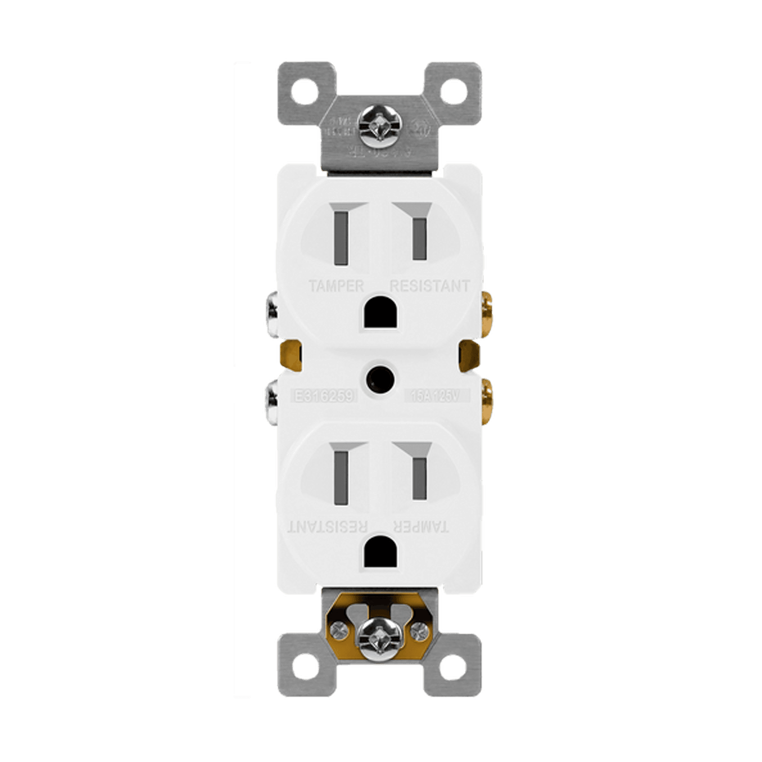 Residential Grade 15A Tamper-Resistant Duplex Receptacle - White
