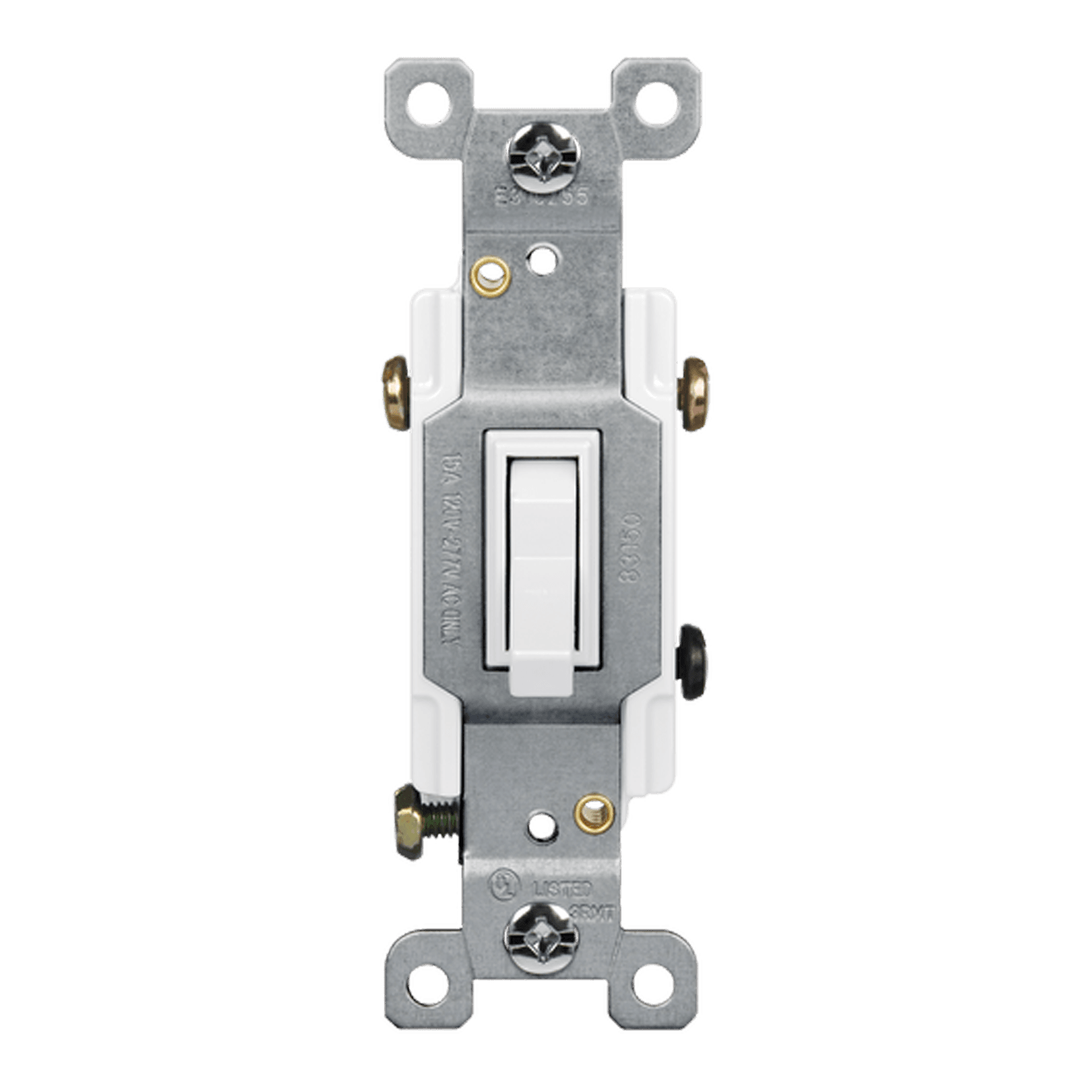 Residential Grade 15A Toggle Switch, Three-Way - White