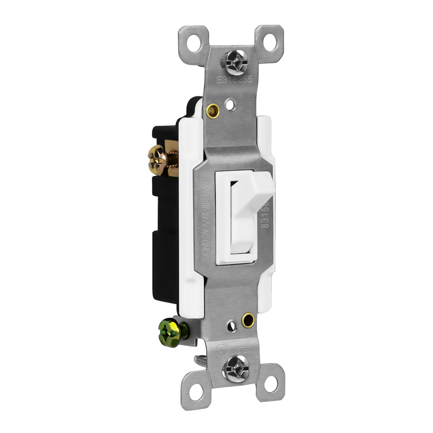 Residential Grade 15A Toggle Switch, Three-Way - White view 2
