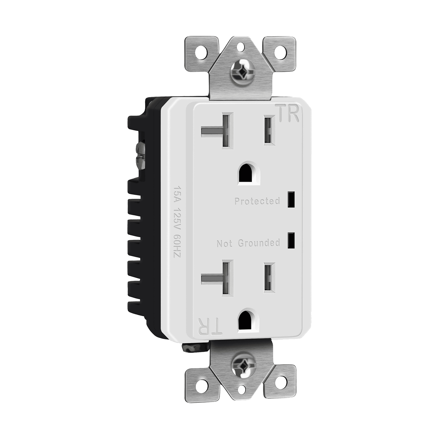 Residential Grade 20A Tamper-Resistant Duplex Receptacle with Surge Suppressor - White view 2