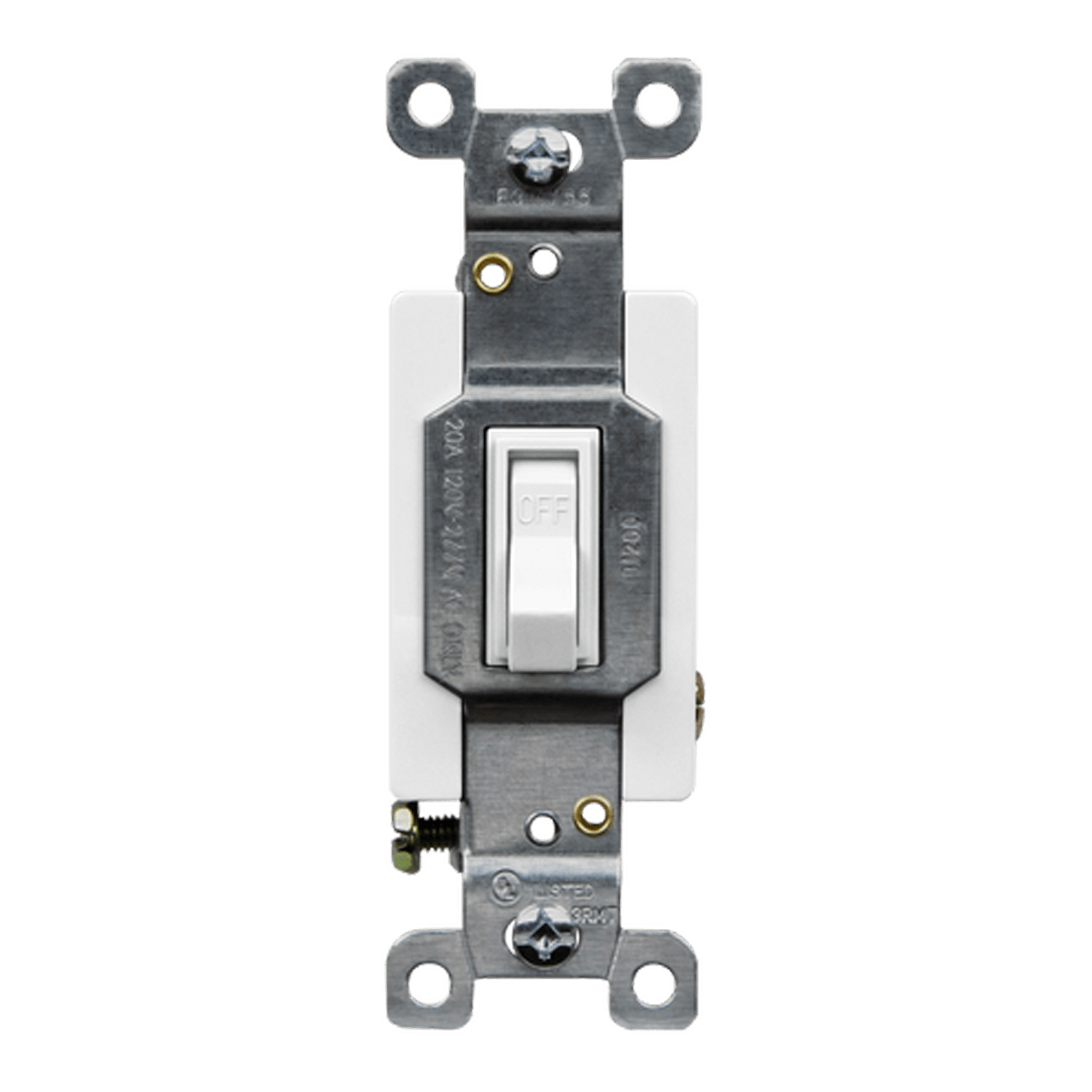 Commercial Grade 20A Toggle Switch, Single Pole - White