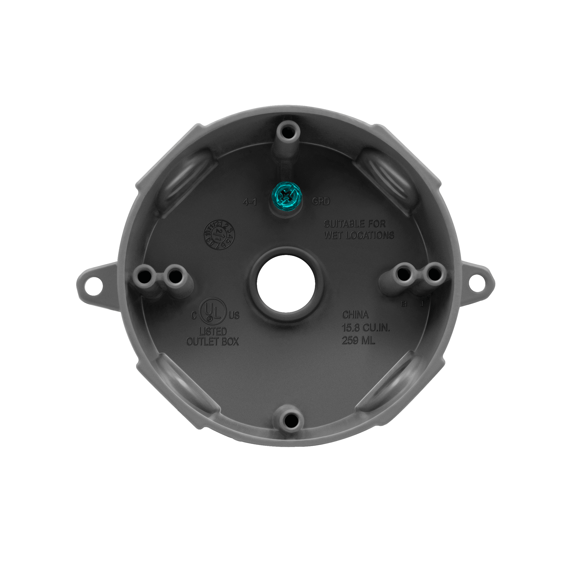 Round 4″ with Five 1/2″ Holes Weatherproof Box - Gray