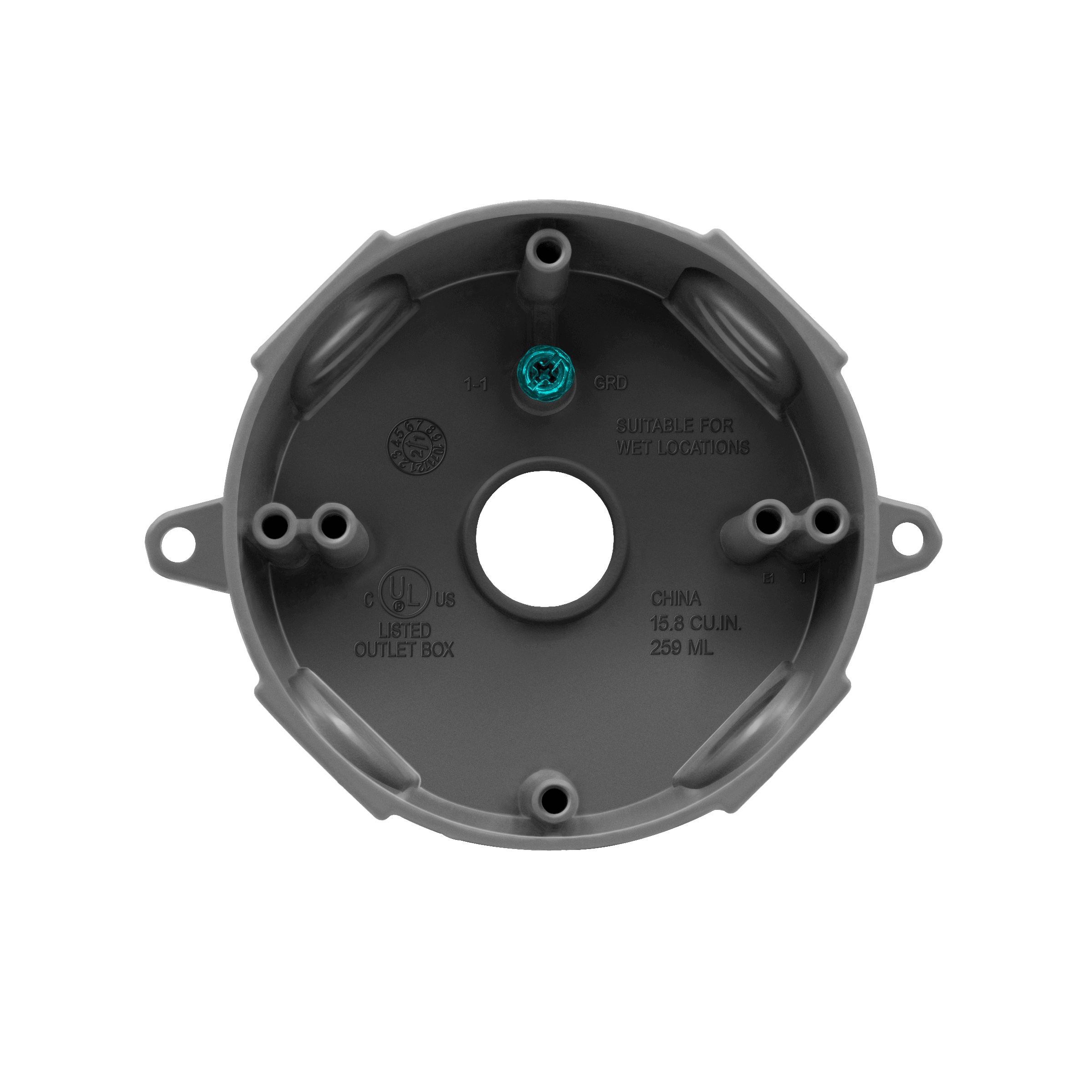 Round 4″ with Five 3/4″ Holes Weatherproof Box - Gray