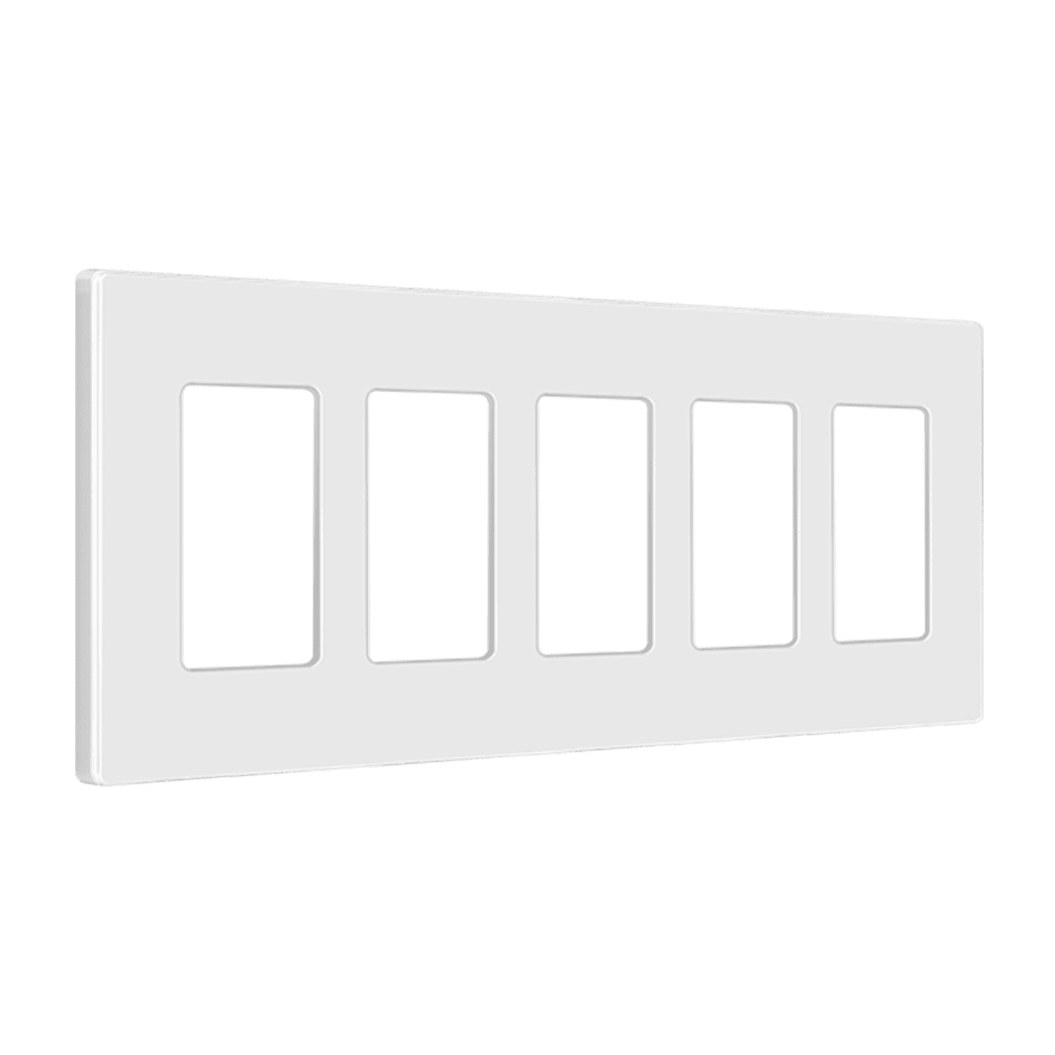 Screwless Decorator/GFCI Five-Gang Wall Plate - White view 2
