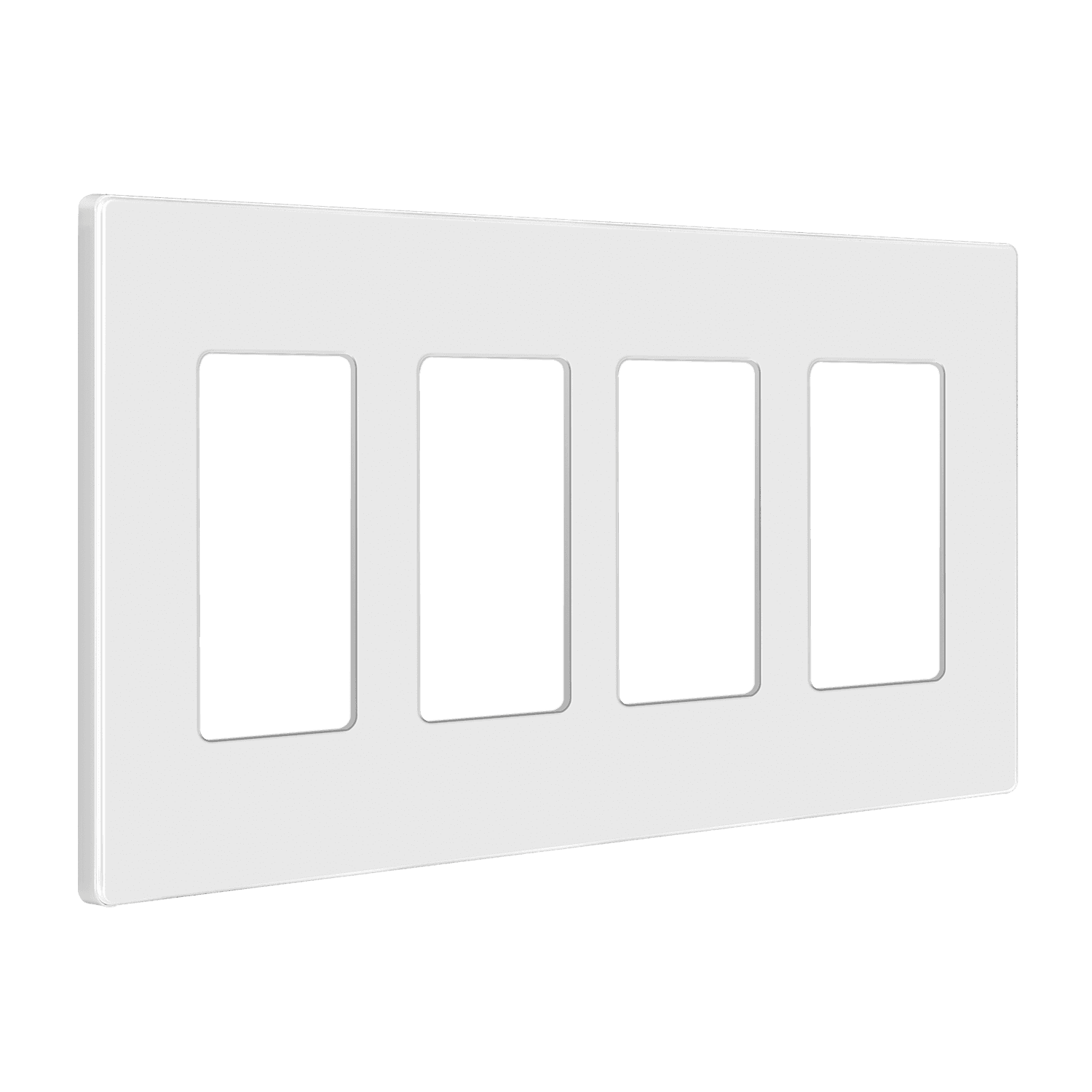Screwless Decorator/GFCI Four-Gang Wall Plate - White view 2