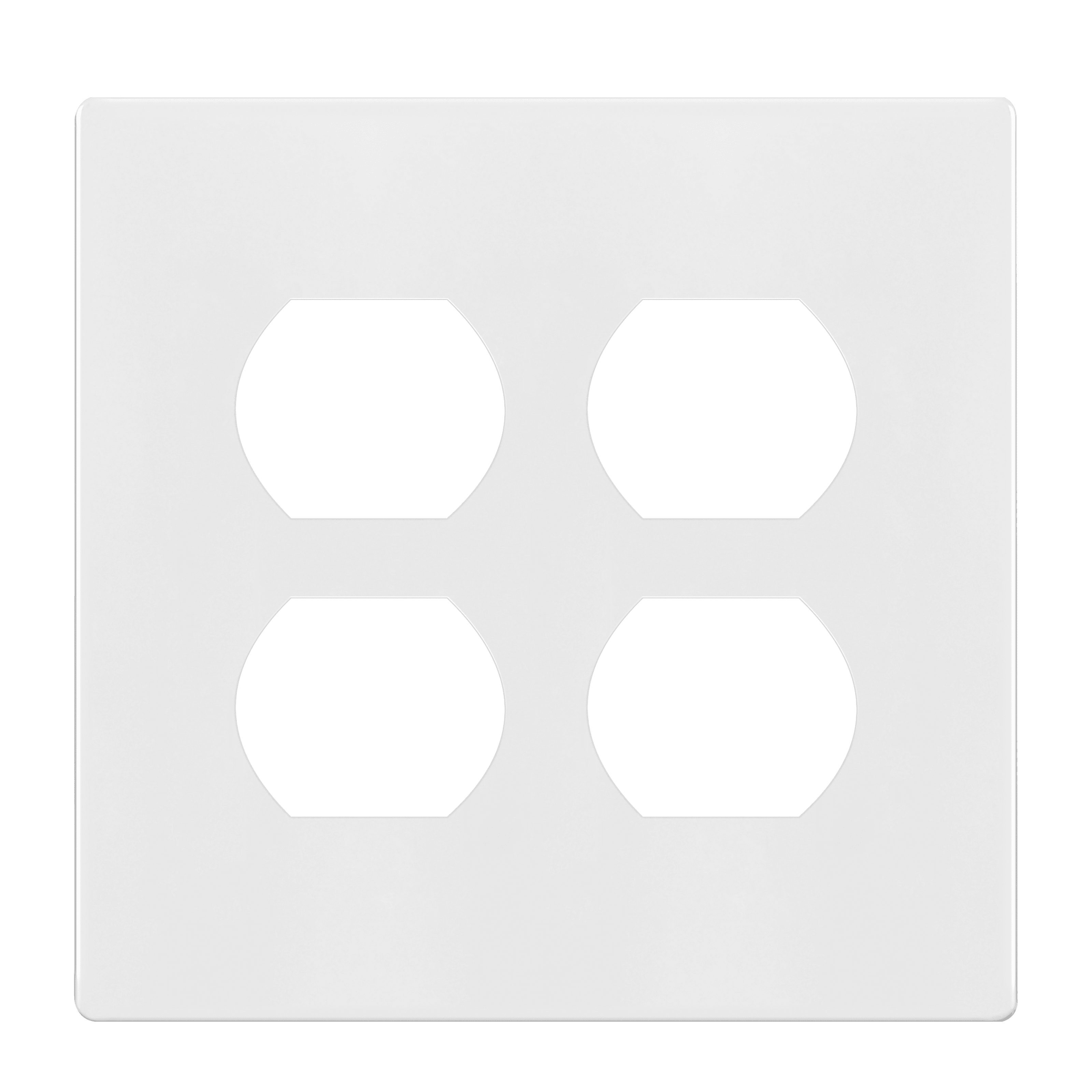 Screwless Duplex Receptacle Two-Gang Wall Plate - White