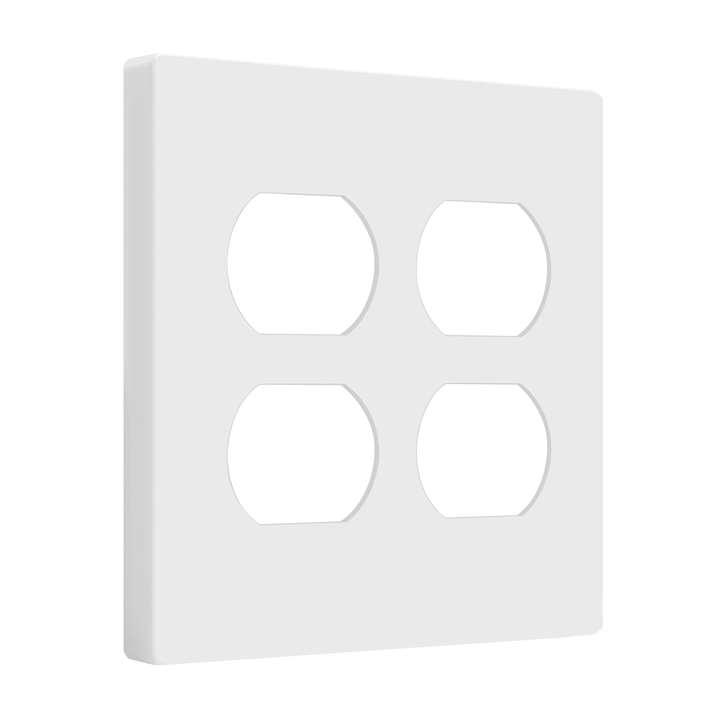 Screwless Duplex Receptacle Two-Gang Wall Plate - White view 2