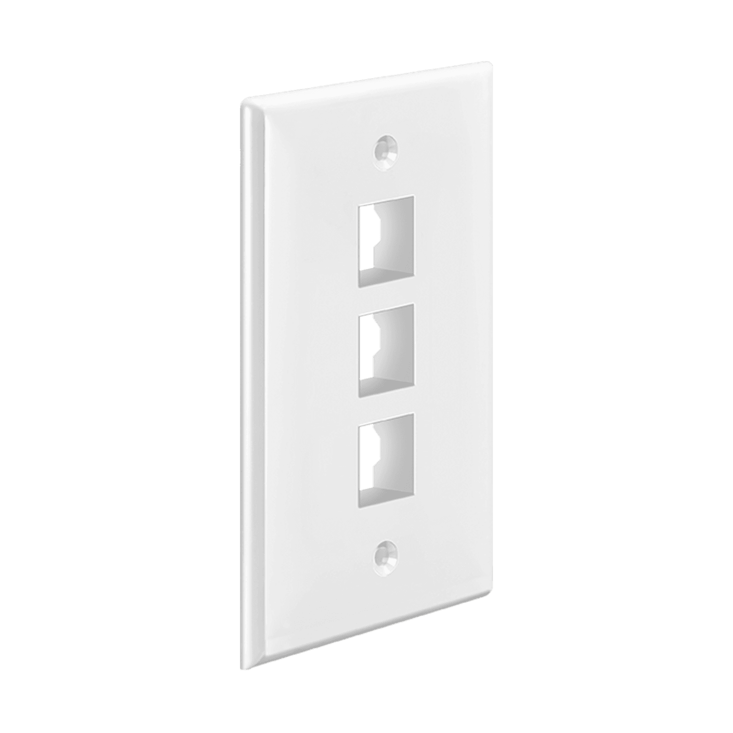 Screwless Keystone Wall Plate, 3 Port - White view 2