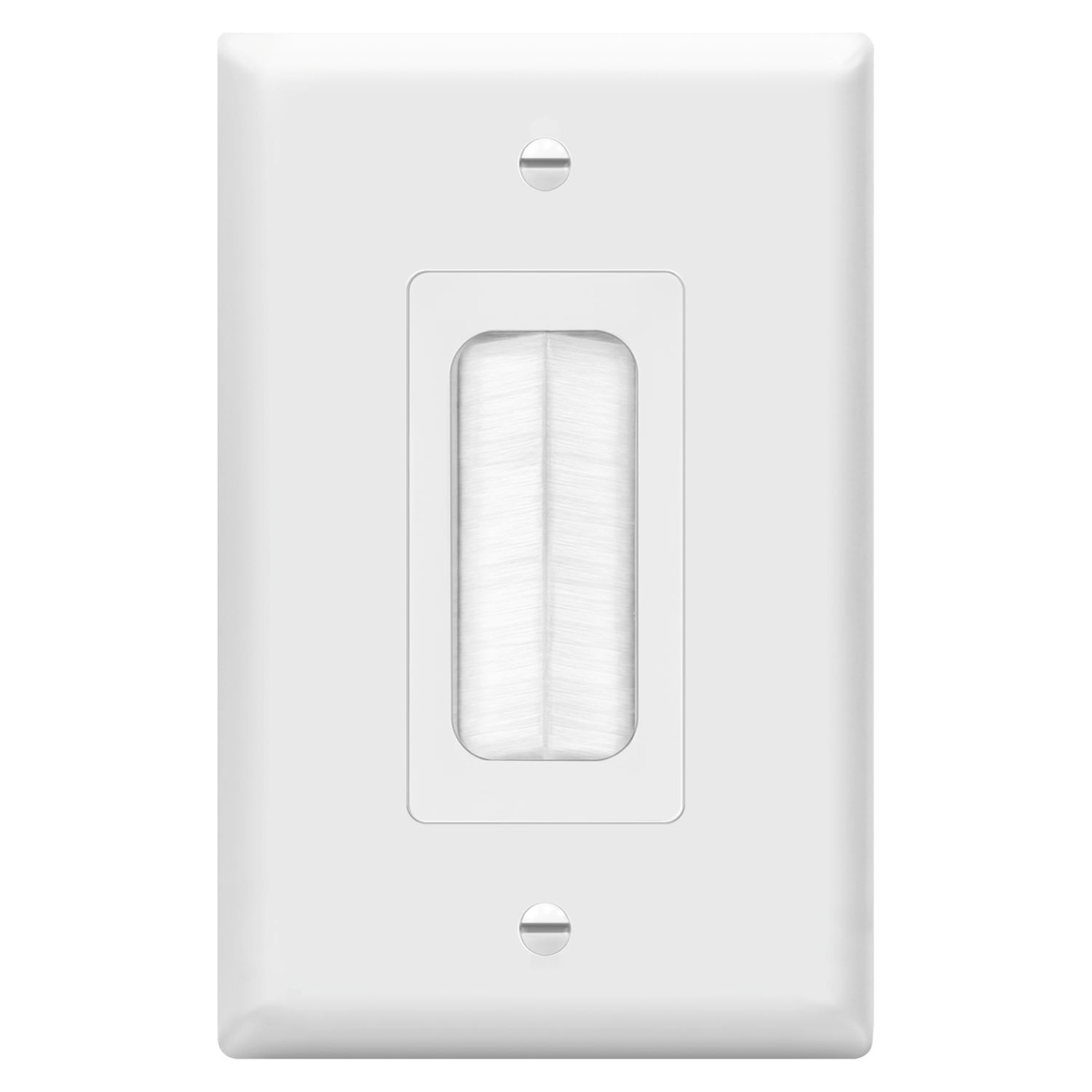 Single-Gang Multimedia Bristled Pass-Through Decorative Adapter - White
