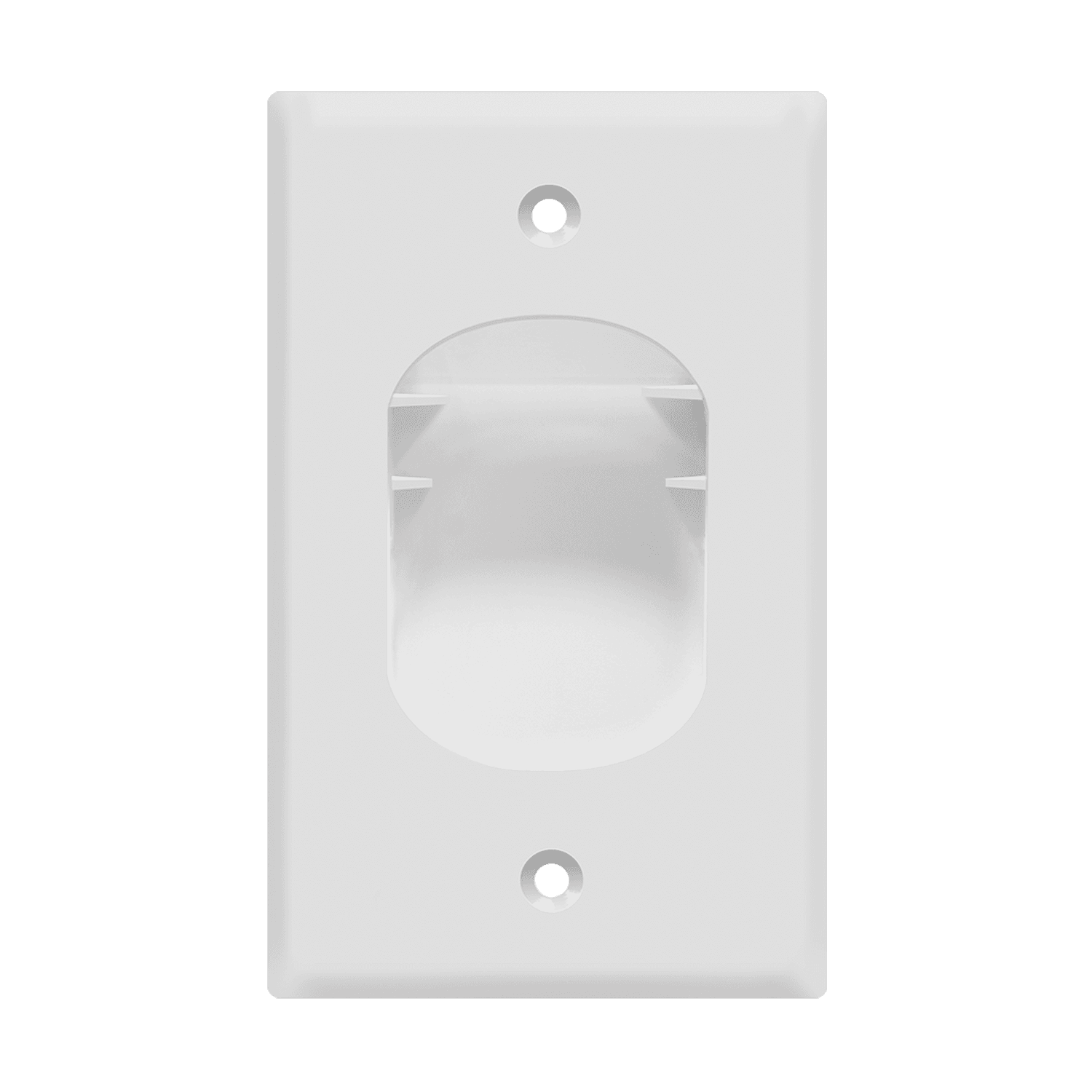 Single Gang Recessed Cable Wall Plate - White