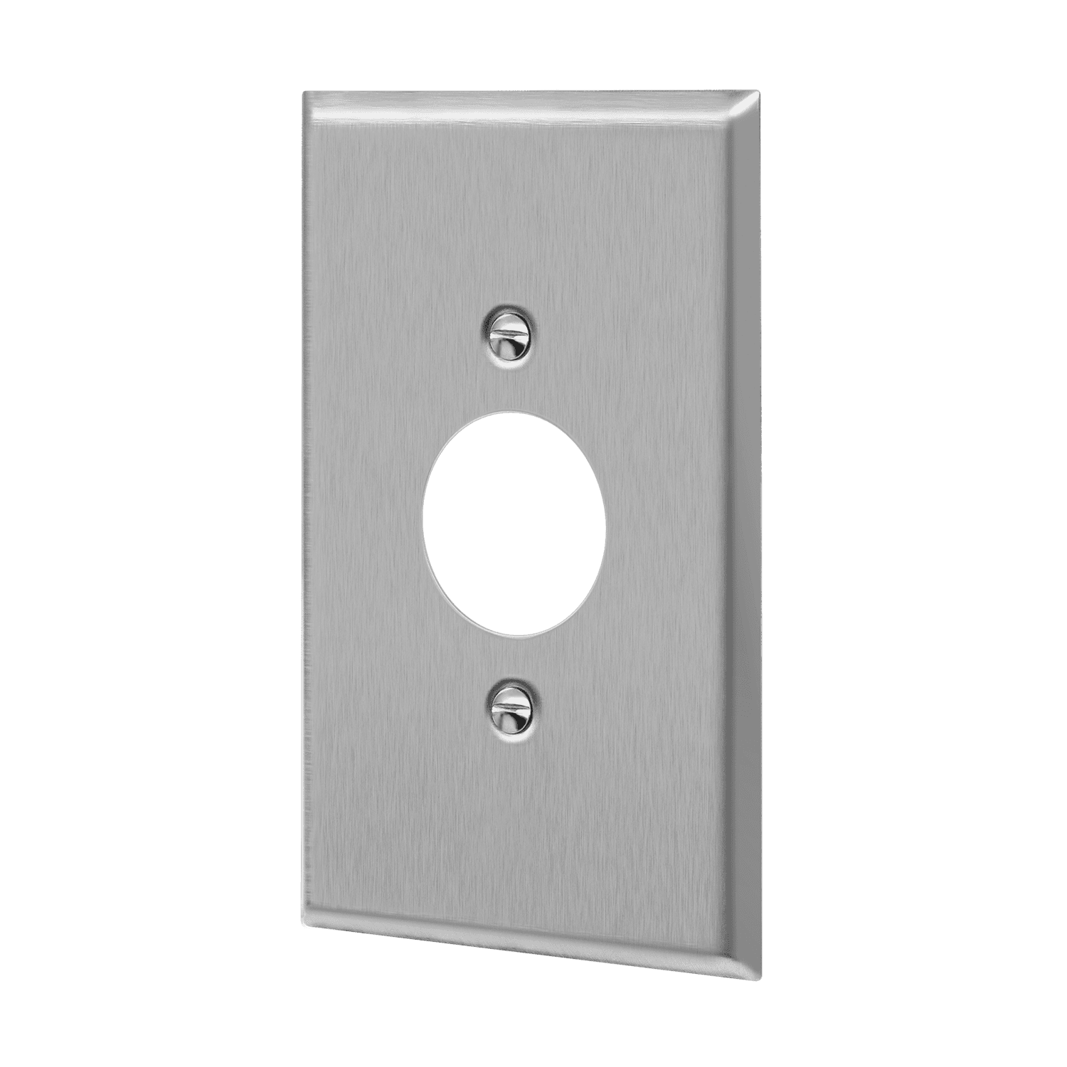 Single Receptacle One-Gang Metal Wall Plate - Silver view 2