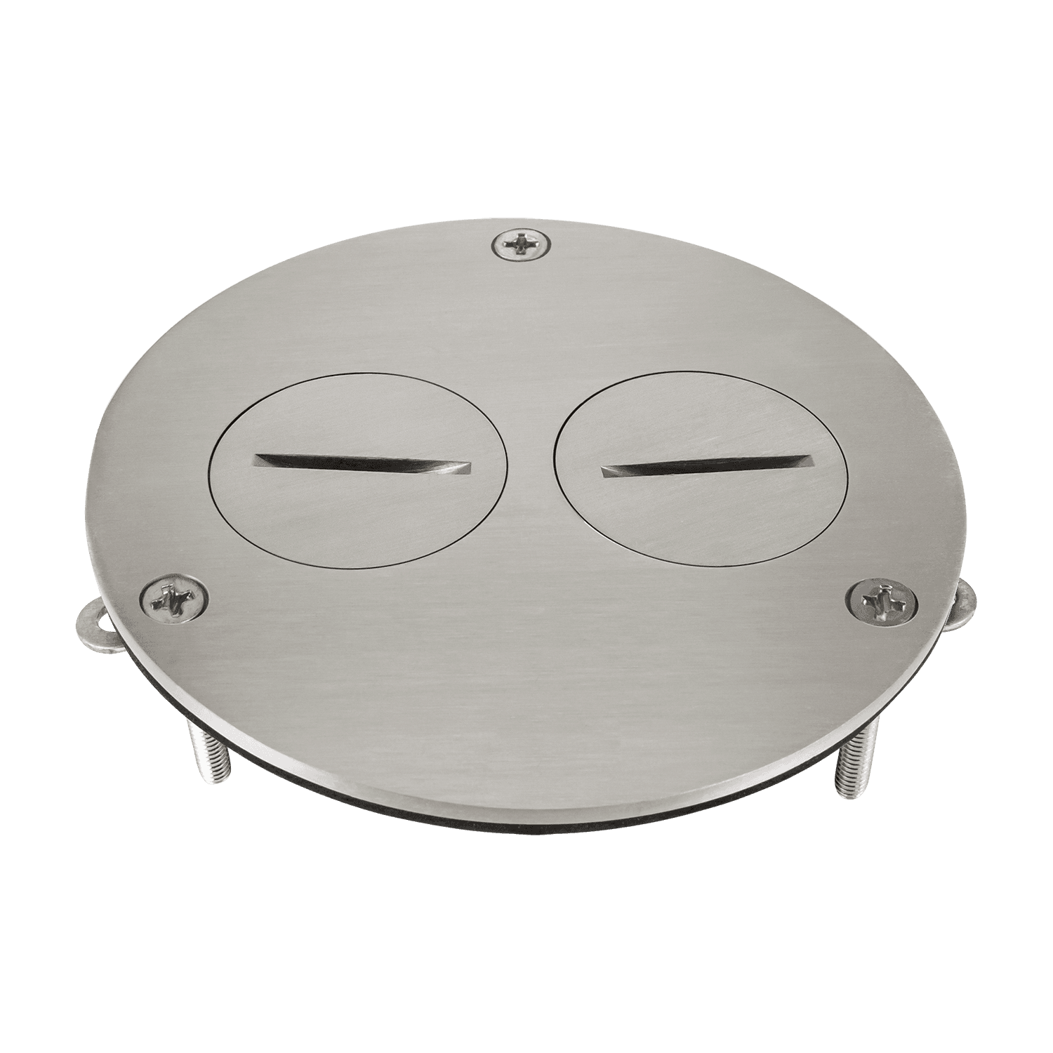 4” Dia. Flush Round Cover Plate with 20A Duplex Tamper & Weather Resistant Receptacle - Silver