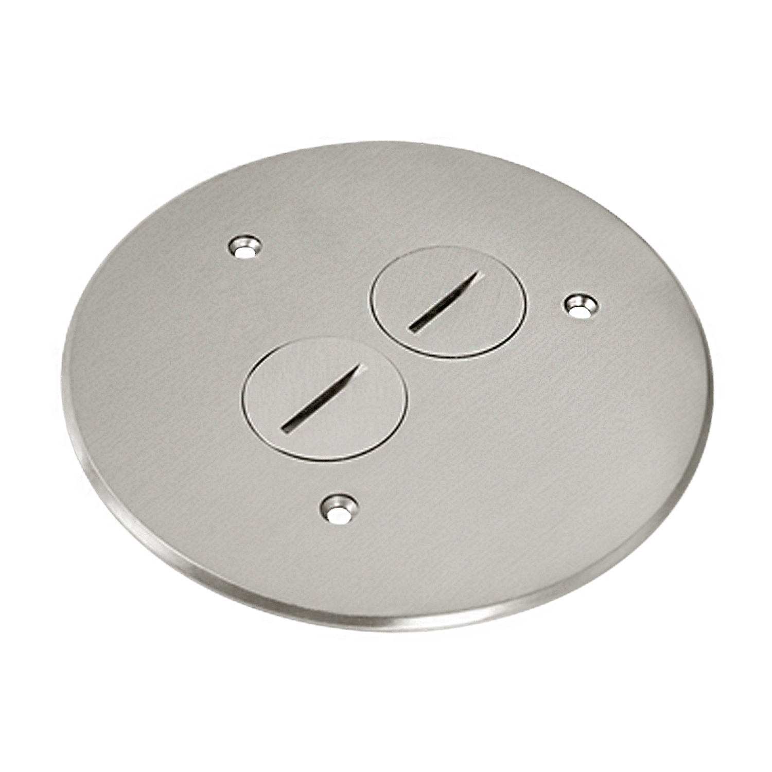 5-1/2” Dia. Flush Round Cover Plate with 20A Duplex Tamper & Weather Resistant Receptacle - Silver