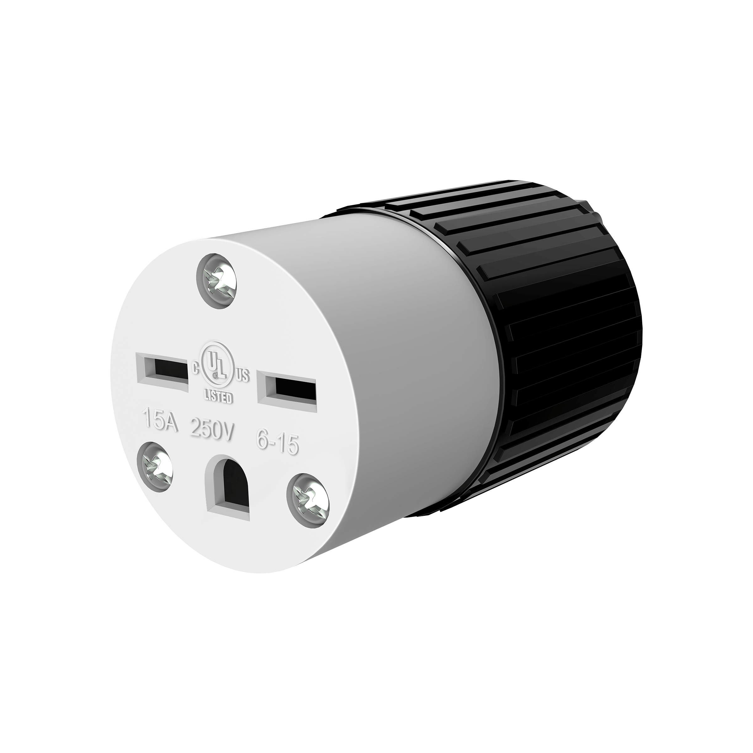 Straight Blade Cord Connector, 15A, 6-15C - Black