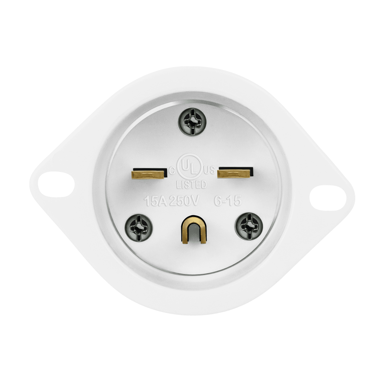 Straight Blade Flanged Inlet, 15A, 6-15PFI - White