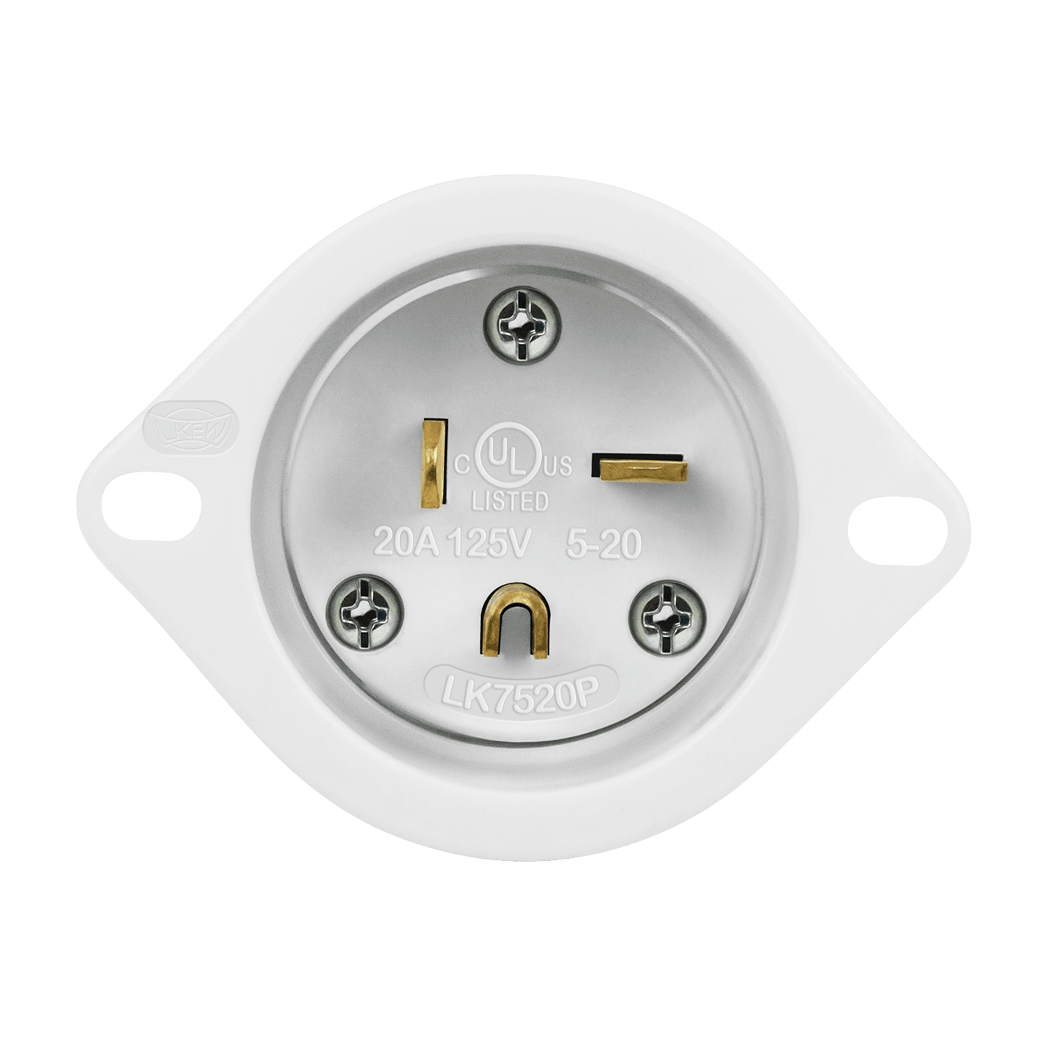 Straight Blade Flanged Inlet, 20A, 5-20PFI - White