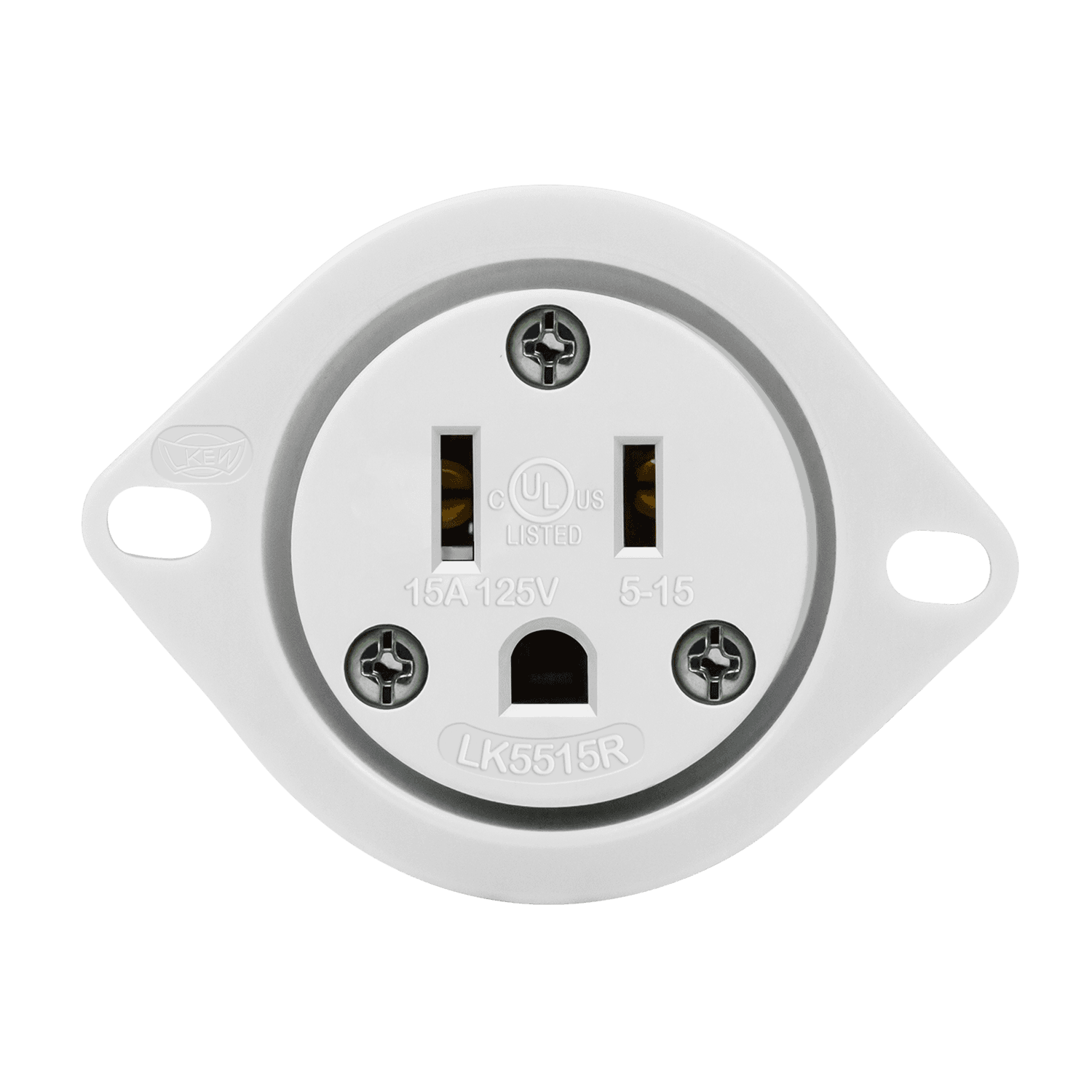 Straight Blade Flanged Outlet, 15A, 5-15RFO - White