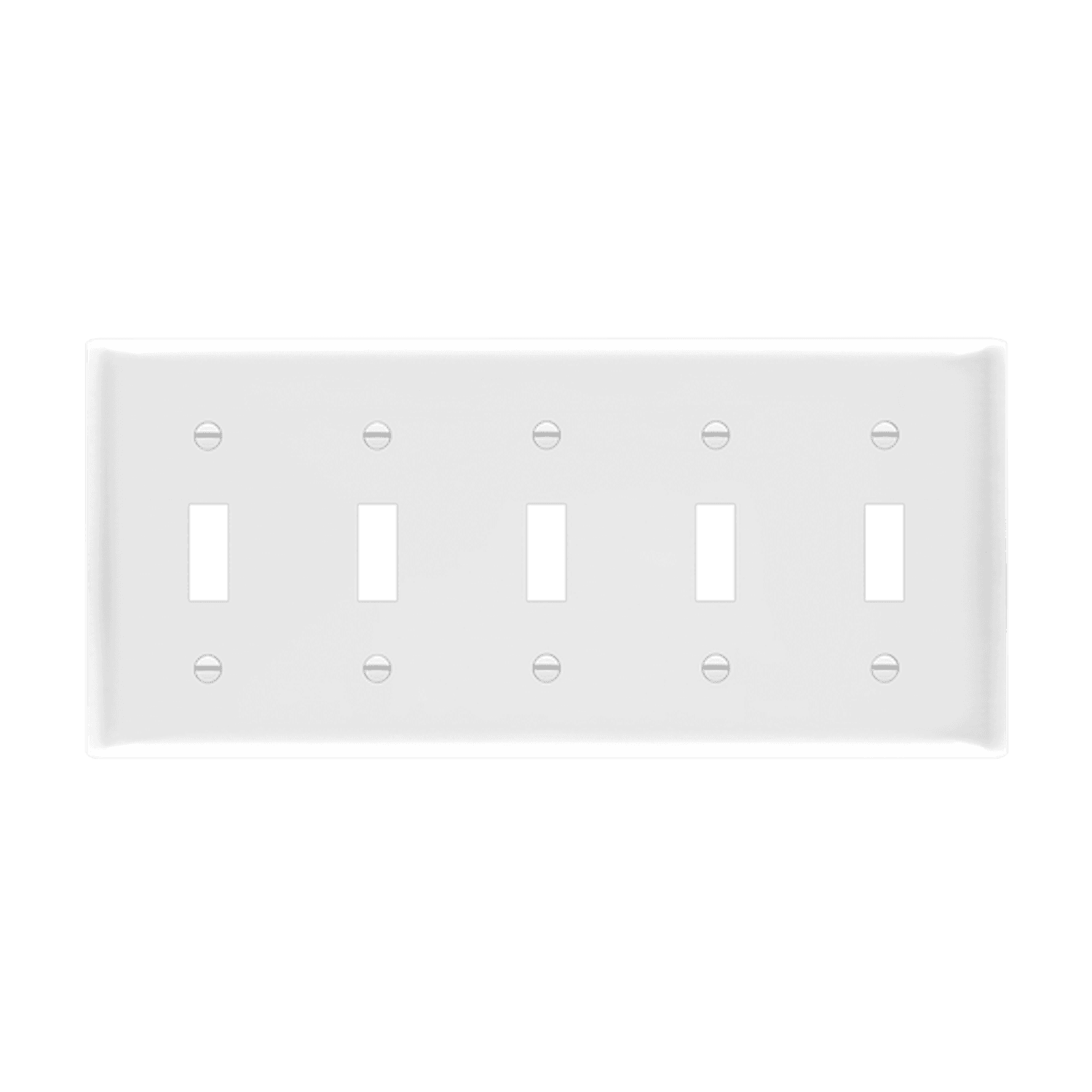 Toggle Switch Five-Gang Wall Plate, Mid-Size - White