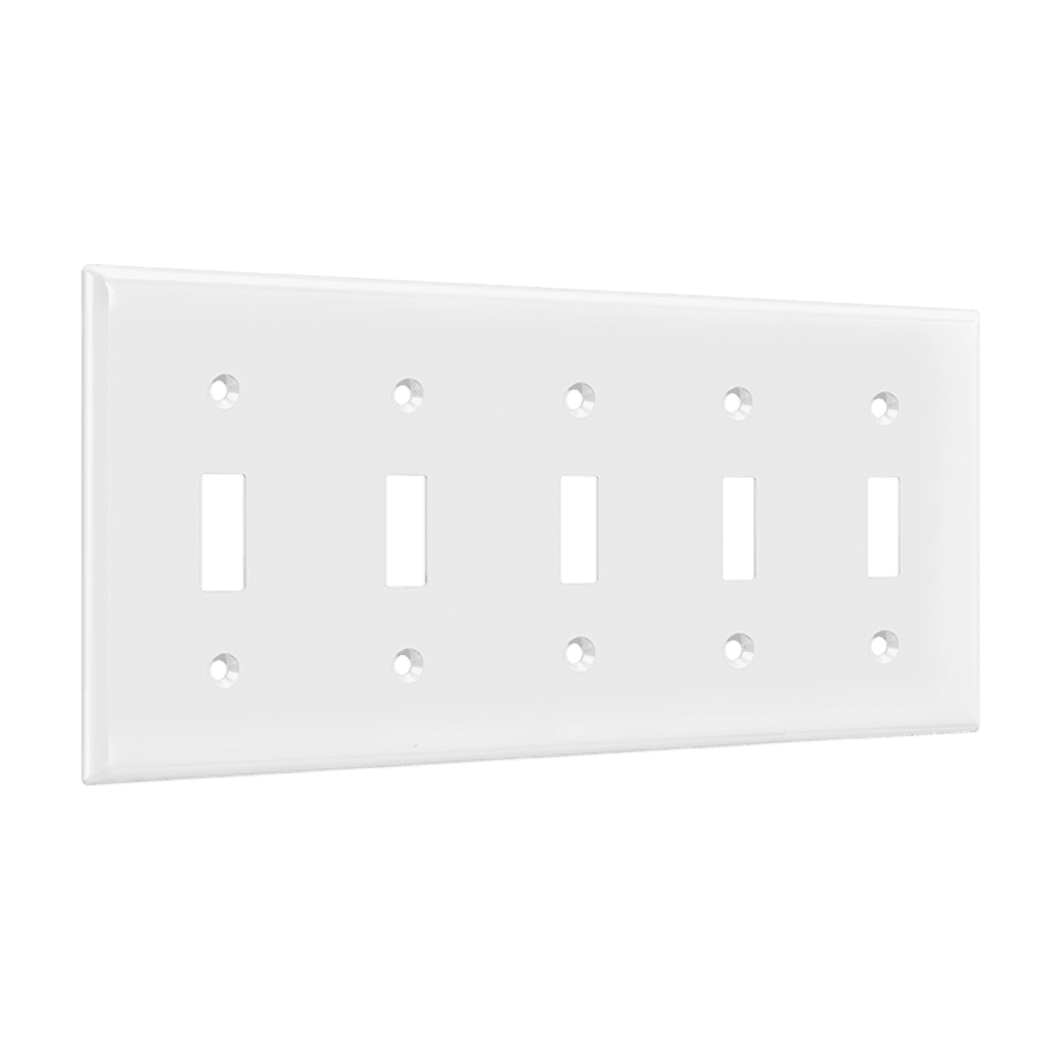 Toggle Switch Five-Gang Wall Plate, Mid-Size - White view 2