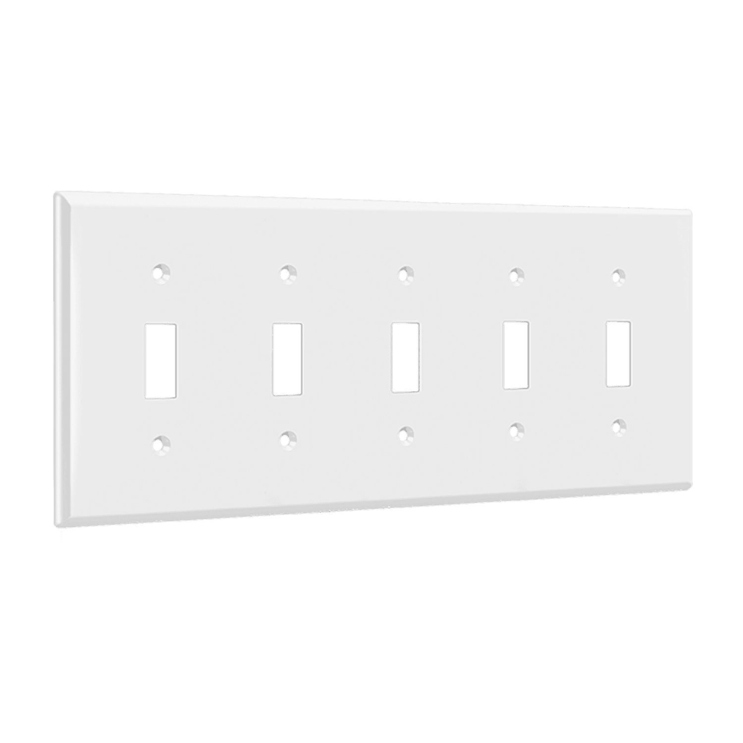 Toggle Switch Five-Gang Wall Plate - White view 2