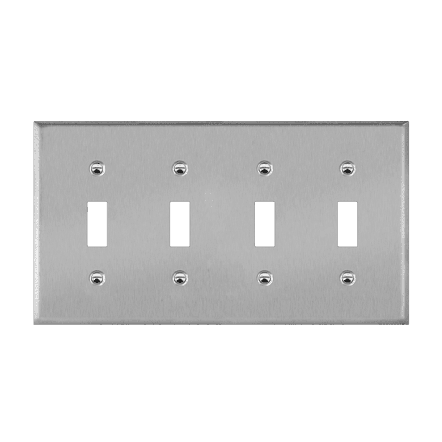 Toggle Switch Four-Gang Metal Wall Plate - Silver